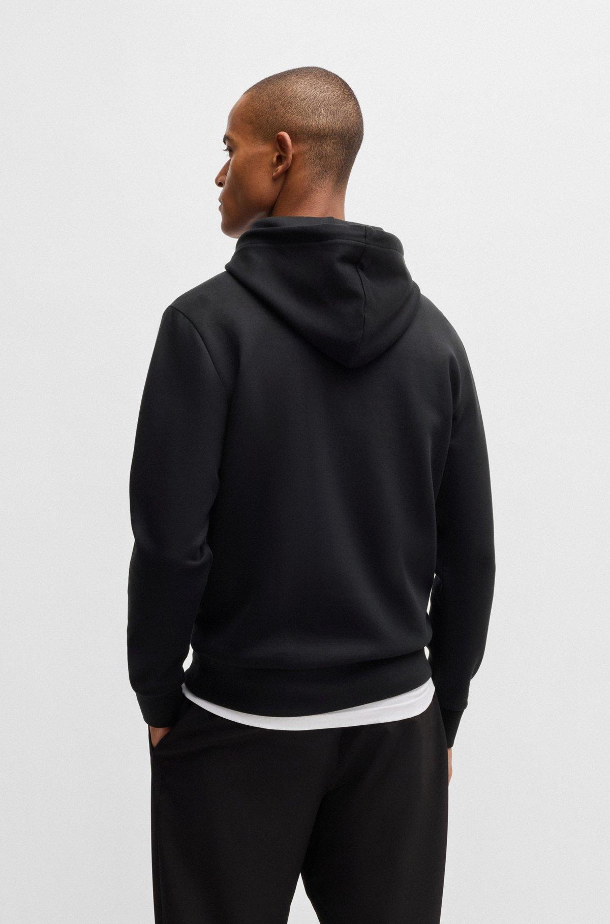 Stretch-cotton hoodie with layered logo Product Image