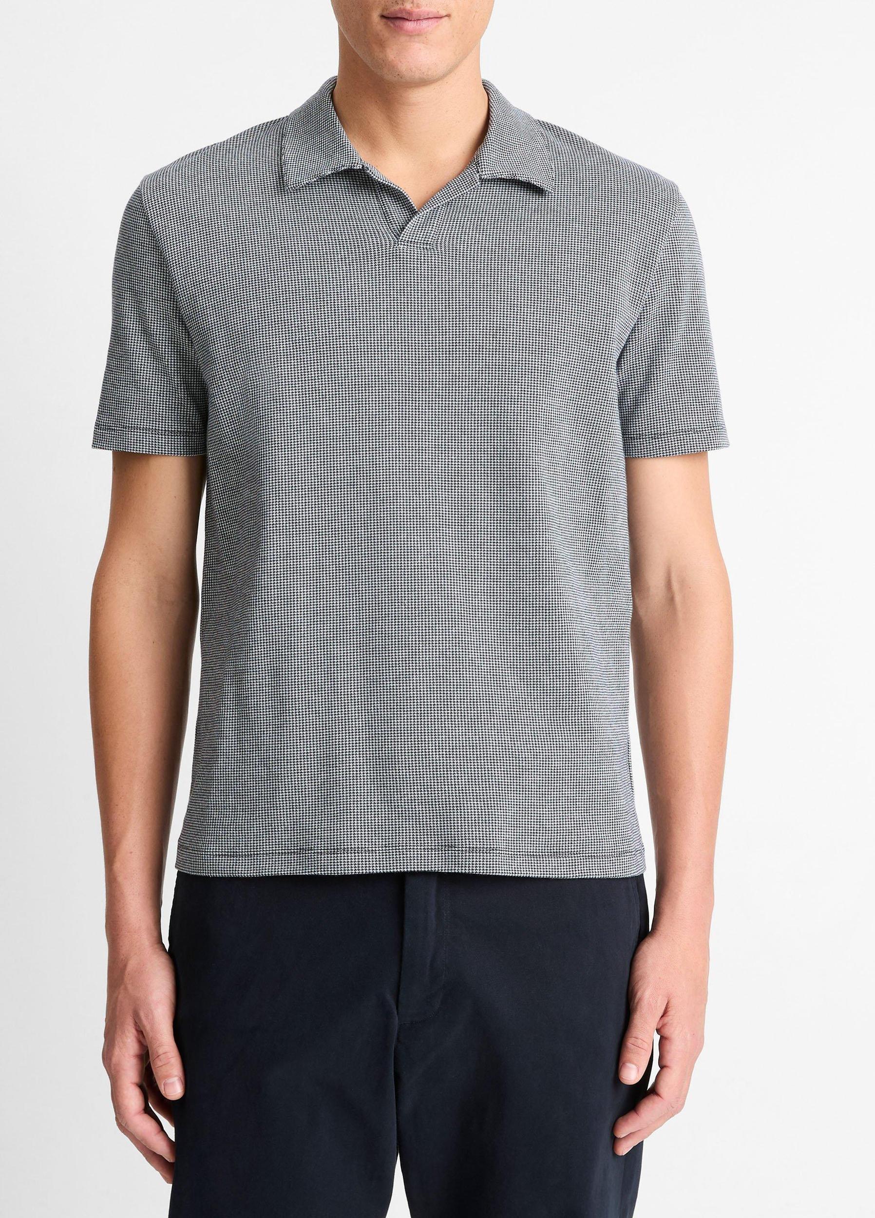 Houndstooth Pima Cotton Johnny-Collar Polo Shirt Product Image