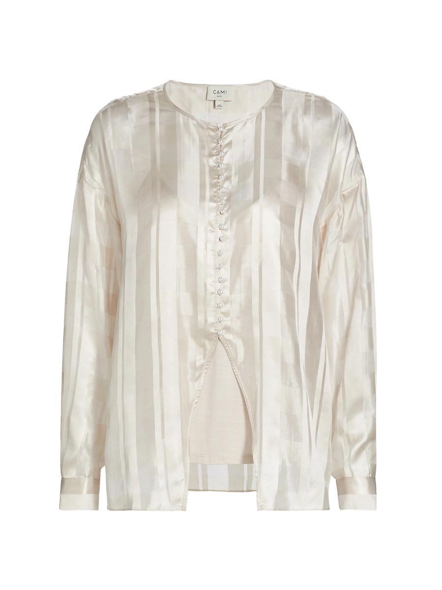 Womens Idina Silk Check Jacquard Blouse Product Image