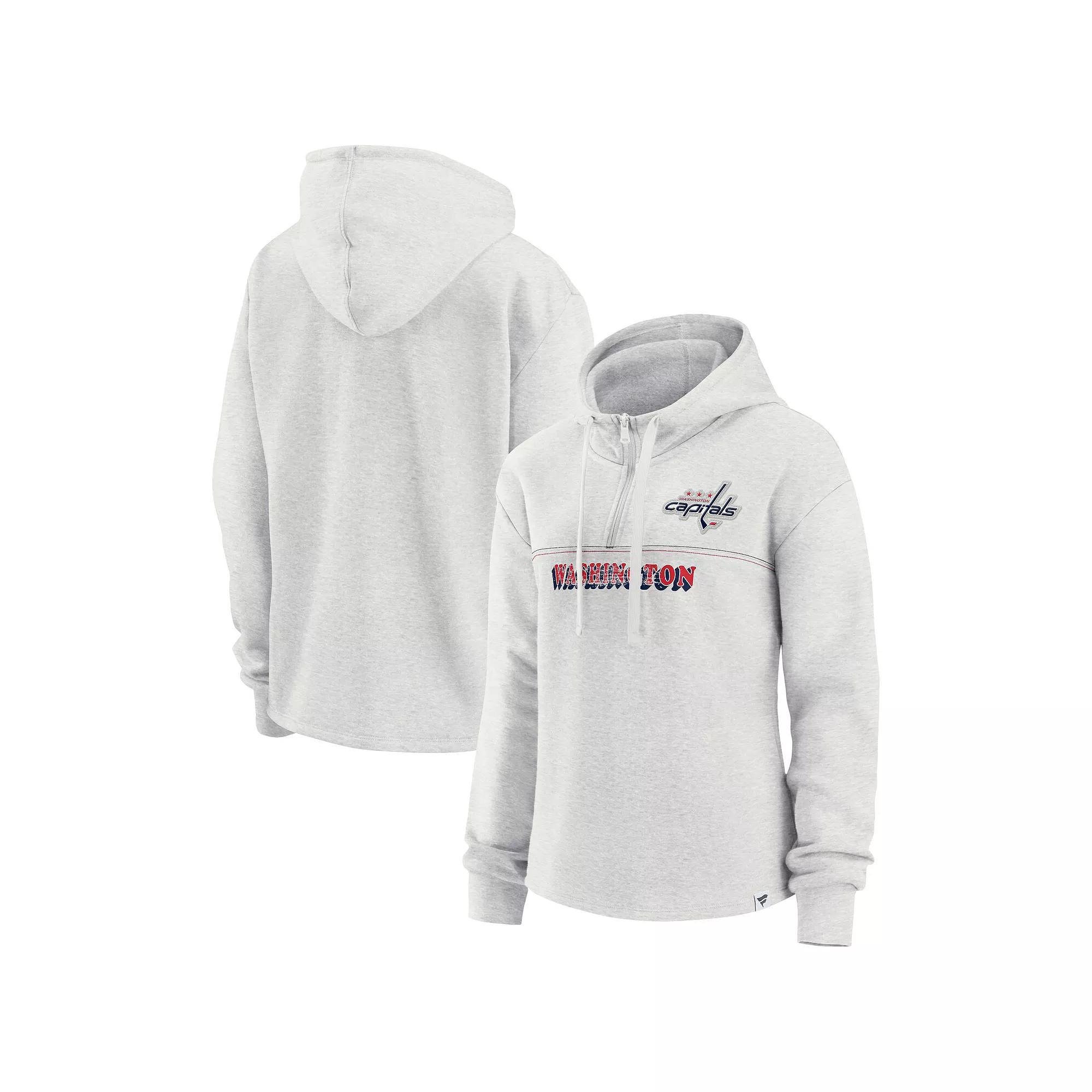 Womens Fanatics Branded Ash Washington Capitals True Classics Legacy Quarter-Zip Hoodie Product Image