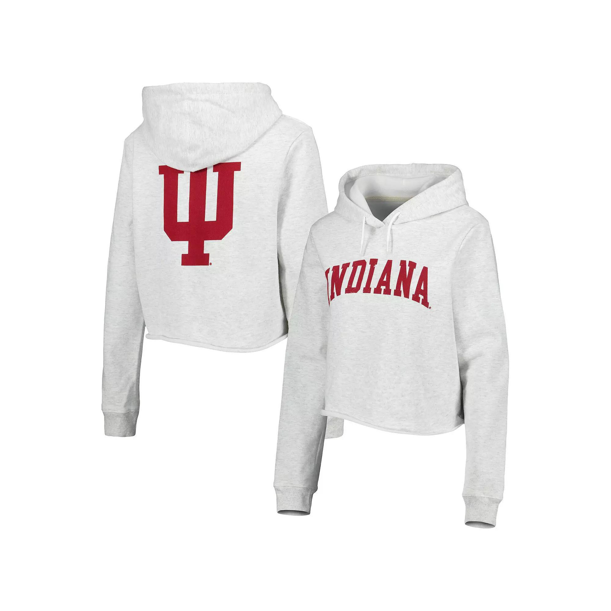 Women's League Collegiate Wear Ash Indiana Hoosiers 2-Hit 1636 Cropped Pullover Hoodie, Size: Large, Black Product Image