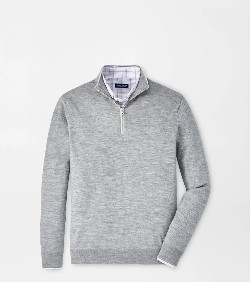 Peter Millar Mens Excursionist Flex Quarter-Zip Sweater | Color: Gale Grey | Size: XL Product Image