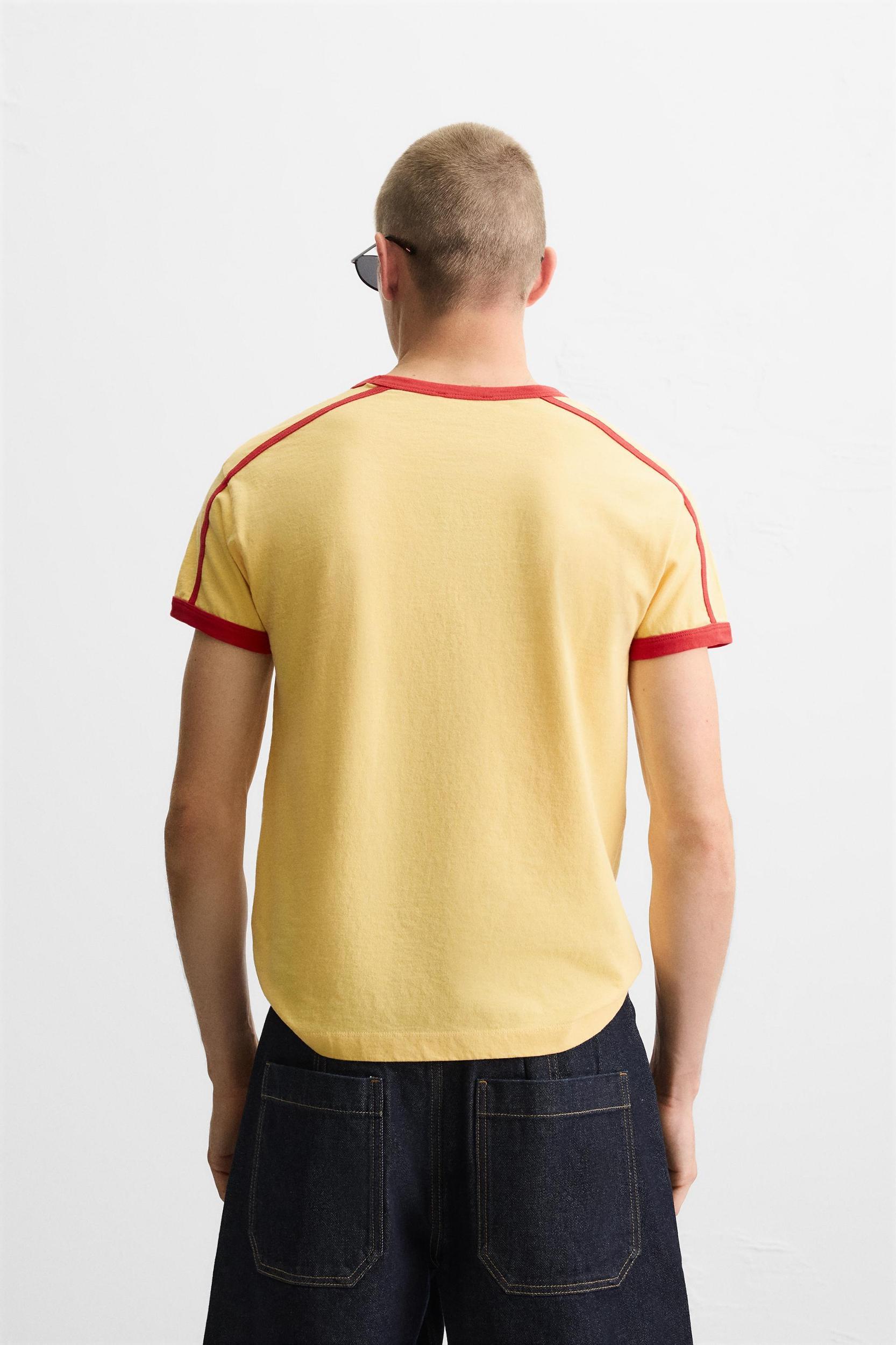 RIB CONTRAST TEXT T-SHIRT Product Image