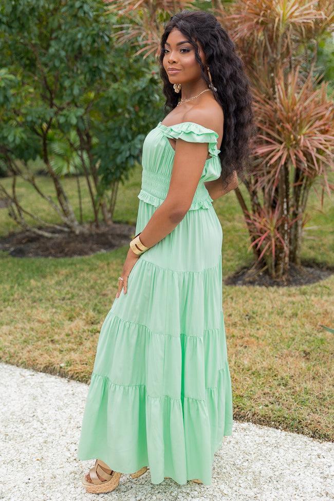 Living A Dream Green Woven Maxi Dress SALE Product Image
