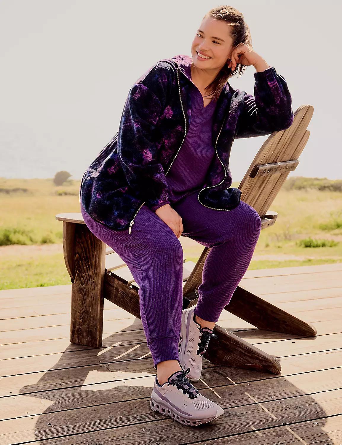 LIVI V-Neck Brushed Rib Sweatshirt Product Image