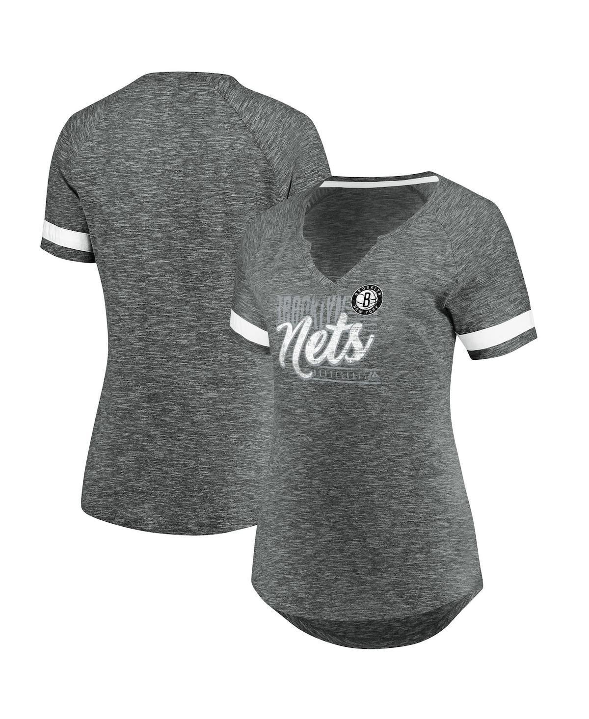 Women's Fanatics Branded Gray/White Brooklyn Nets Showtime Winning With Pride Notch Neck T-Shirt, Size: Large, Grey Product Image