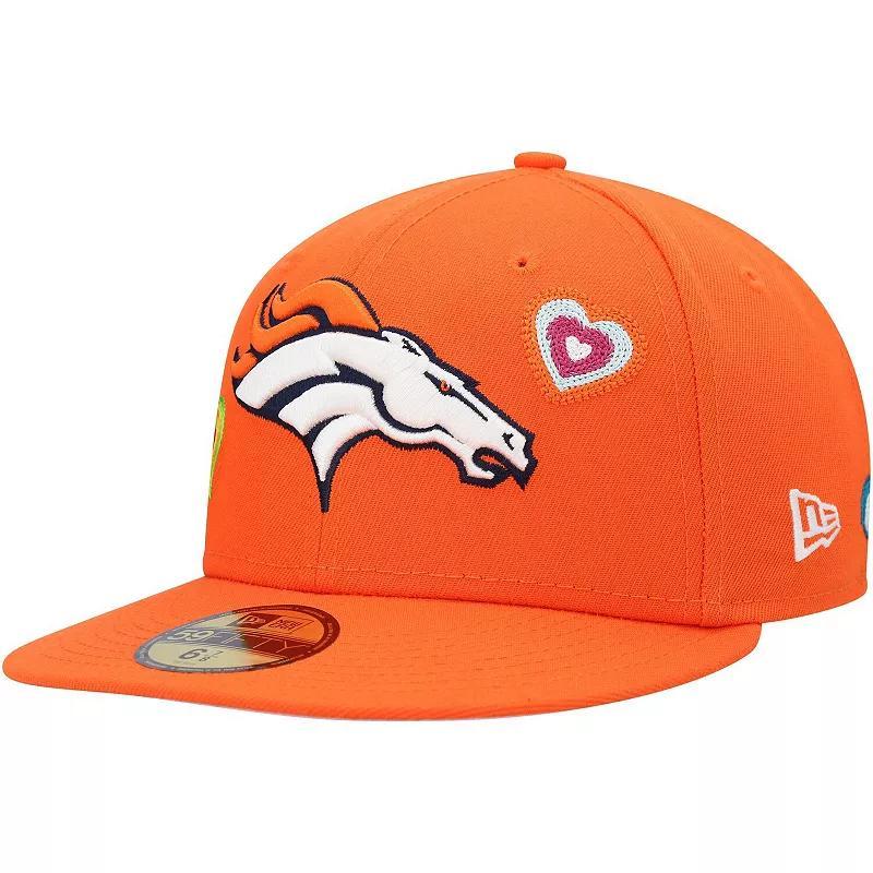 Men's New Era Orange Denver Broncos Chain Stitch Heart 59FIFTY Fitted Hat, Size: 8 Product Image