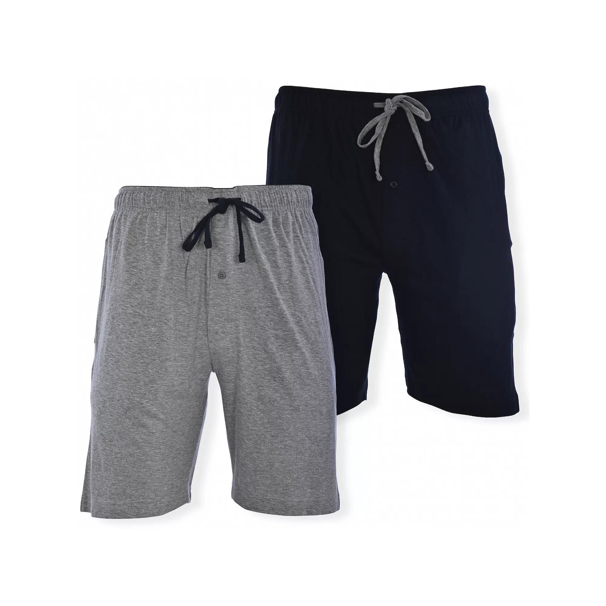 Big & Tall Hanes® 2-pack Knit Pajama Shorts, Men's, Size: 4XL, Navy Blue Plaid Product Image