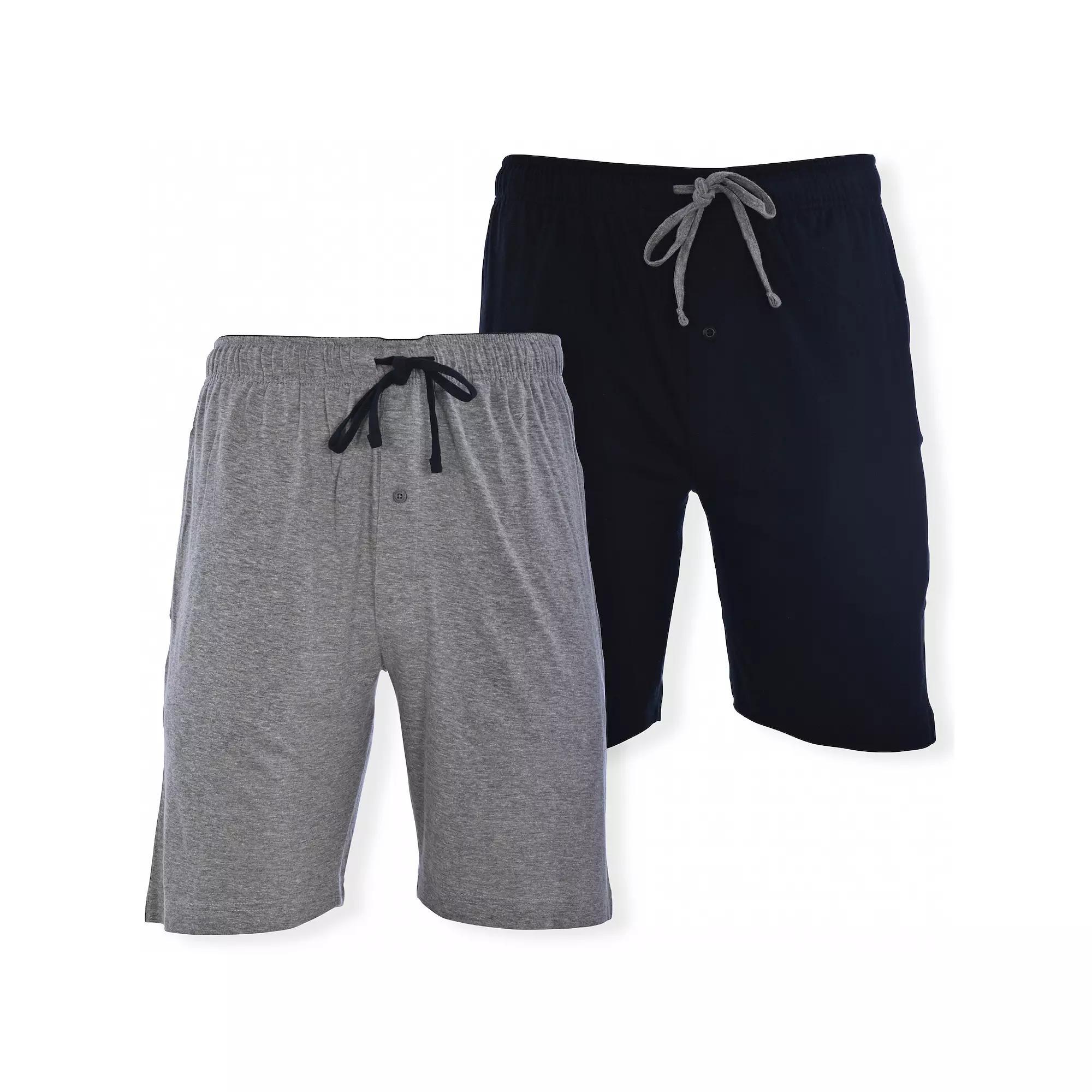 Big & Tall Hanes® 2-pack Knit Pajama Shorts, Men's, Size: 4XL, Navy Blue Plaid Product Image