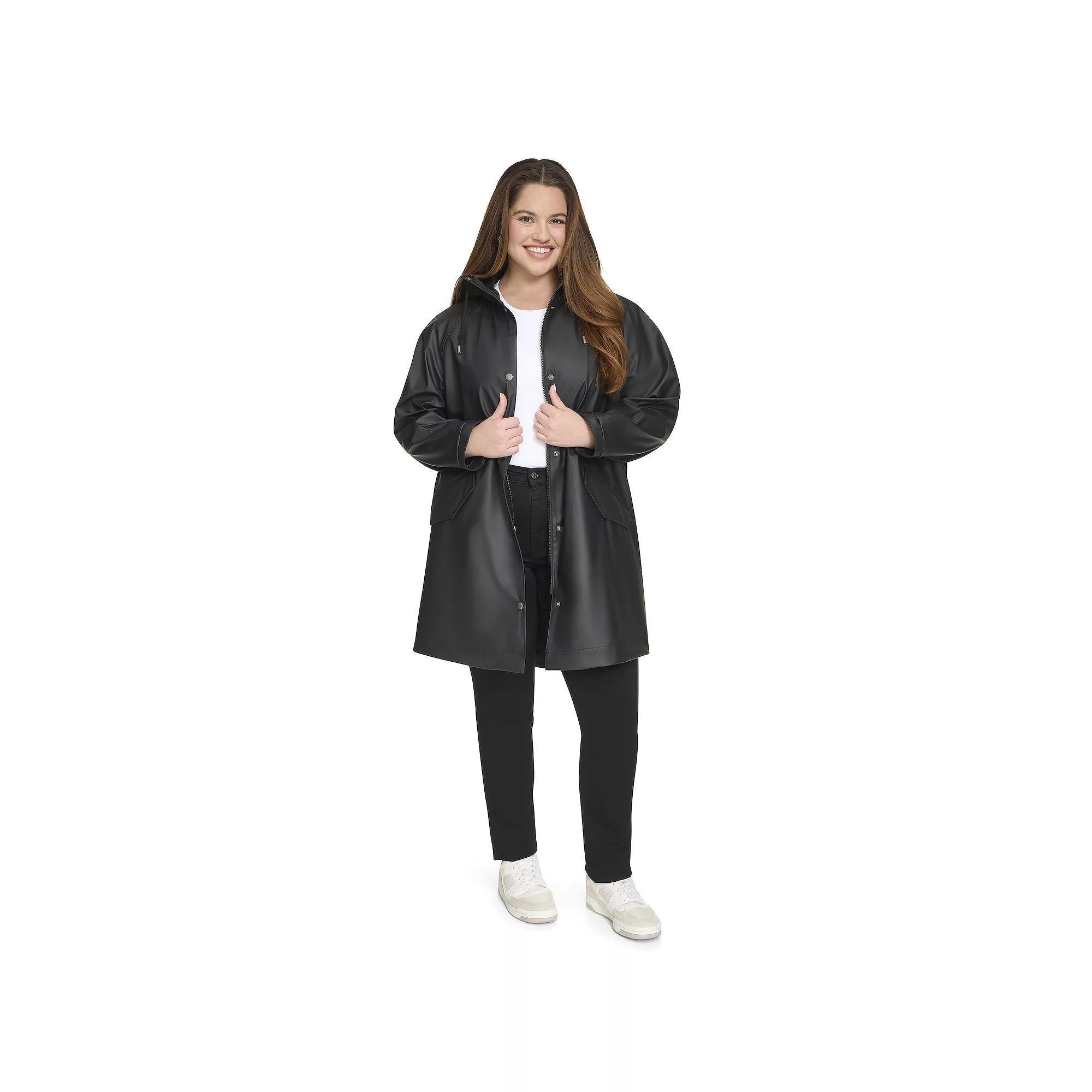 Plus Size Levi's® Rubberized Faux Leather Hooded Rain Coat, Women's, Size: 4XL, Black Product Image