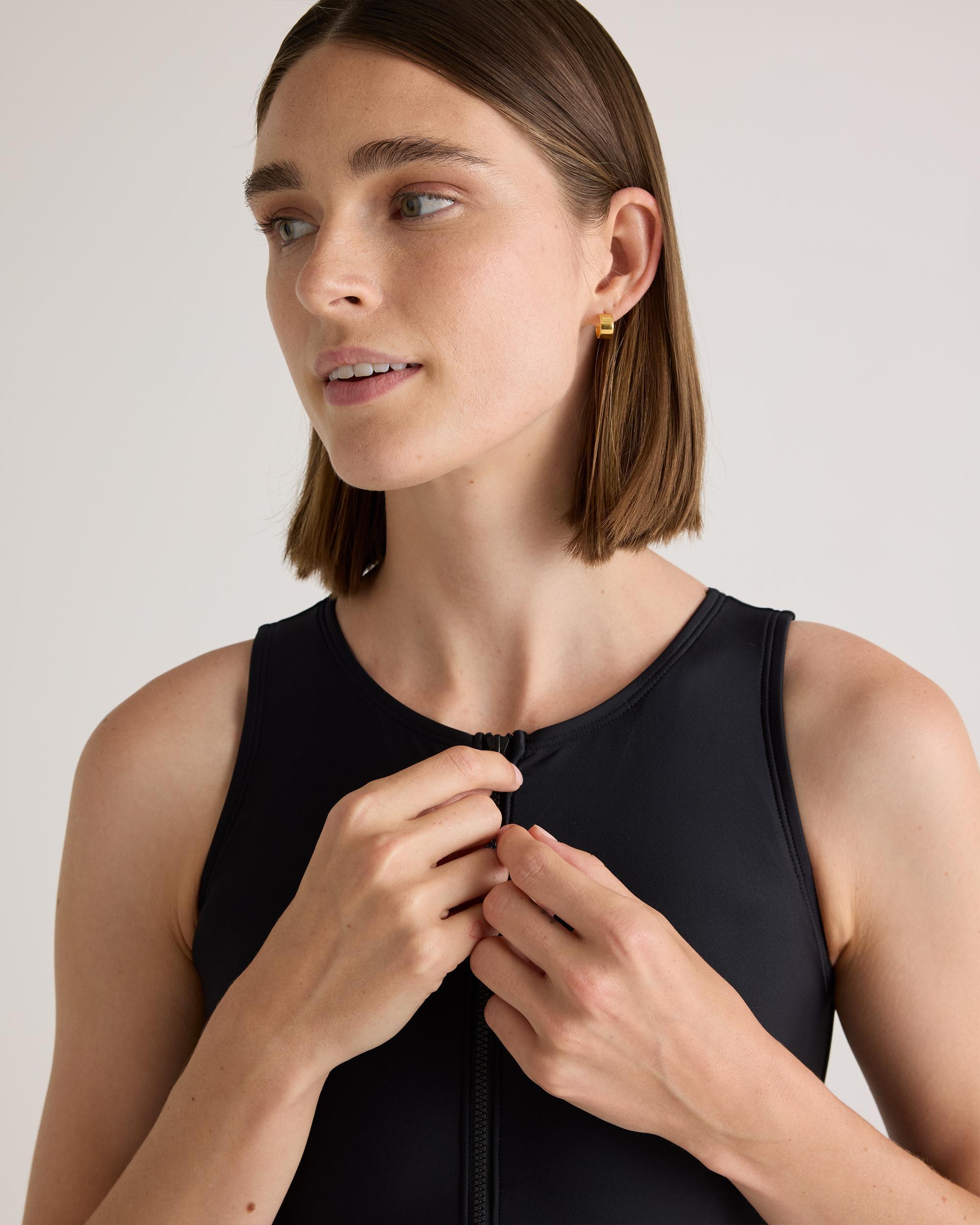 Quince | Women's Italian Zip-Front One-Piece Swimsuit Size XS, 78% Recycled Polyamide, 22% Spandex Product Image