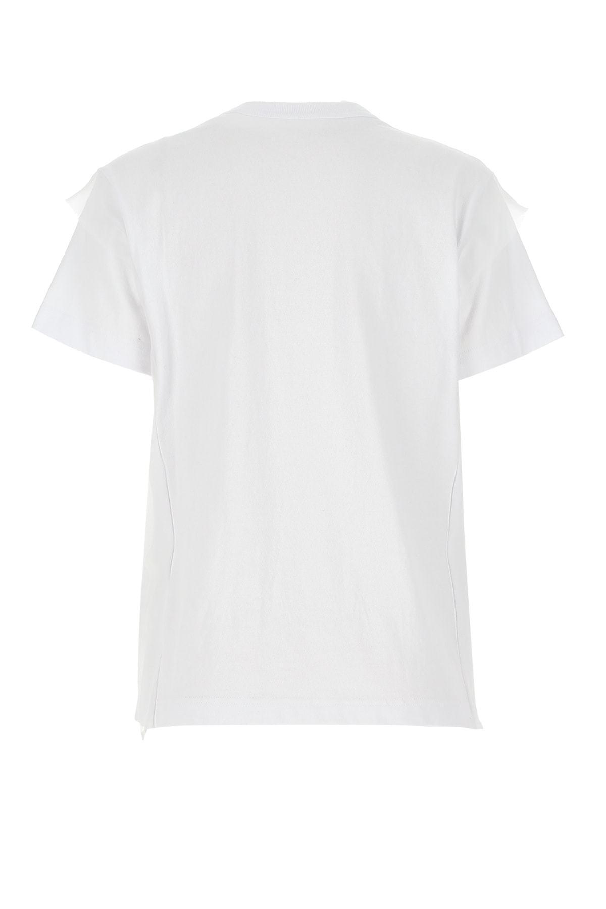SACAI Deconstructed Slogan-print Cotton T-shirt In White Product Image