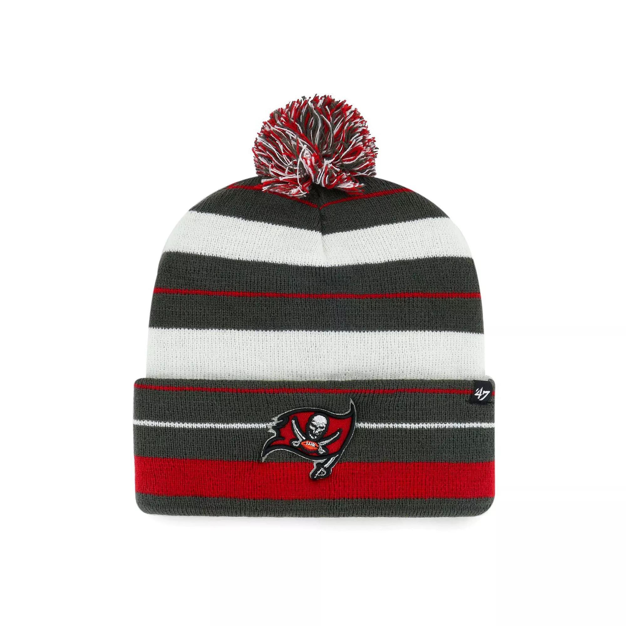 Men's '47 Pewter Tampa Bay Buccaneers Powerline Cuffed Knit Hat with Pom, Charco Product Image
