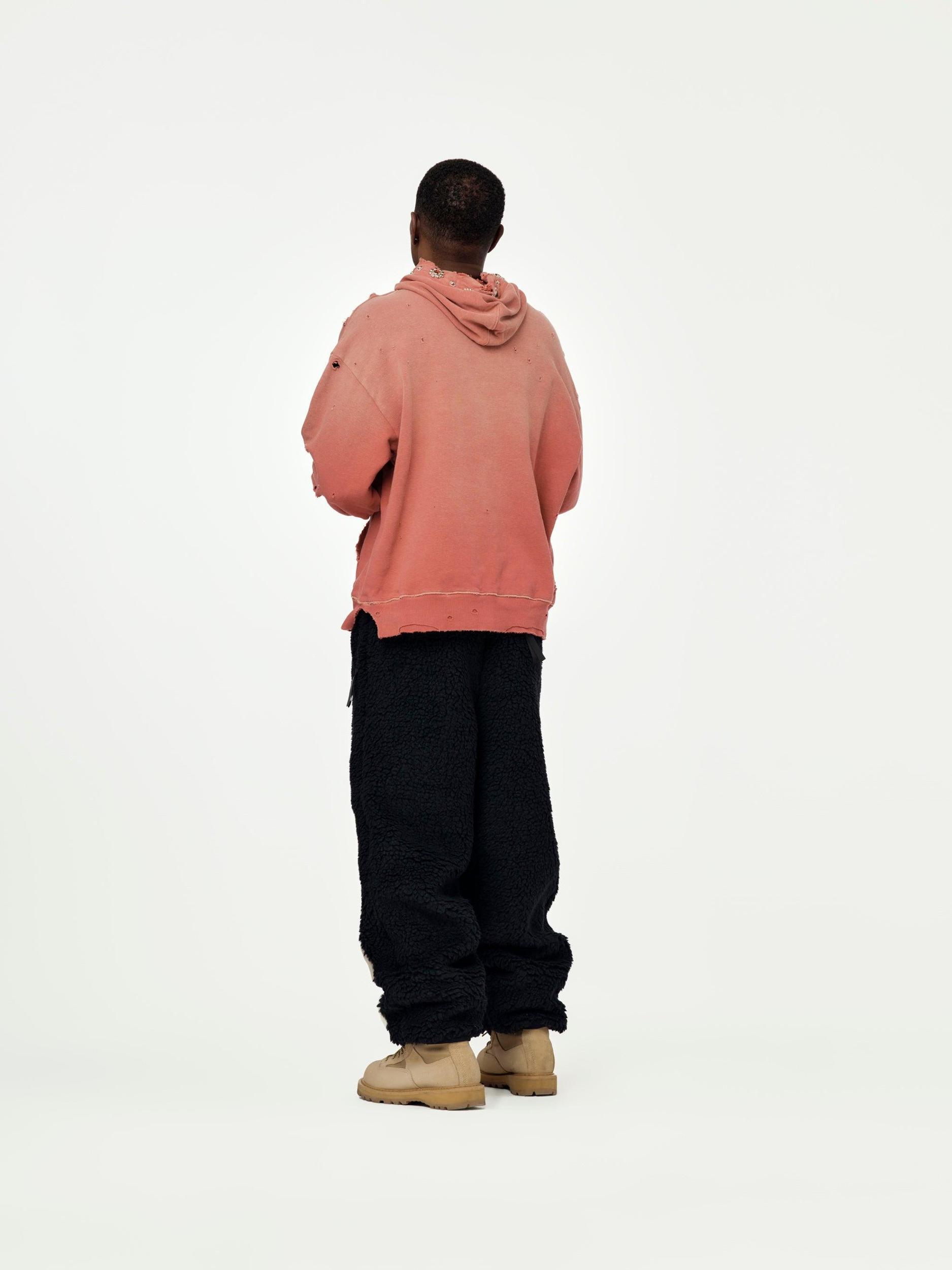 SWT Knit THRILLER Damaged Hoodie (STUDS) (Red) Product Image