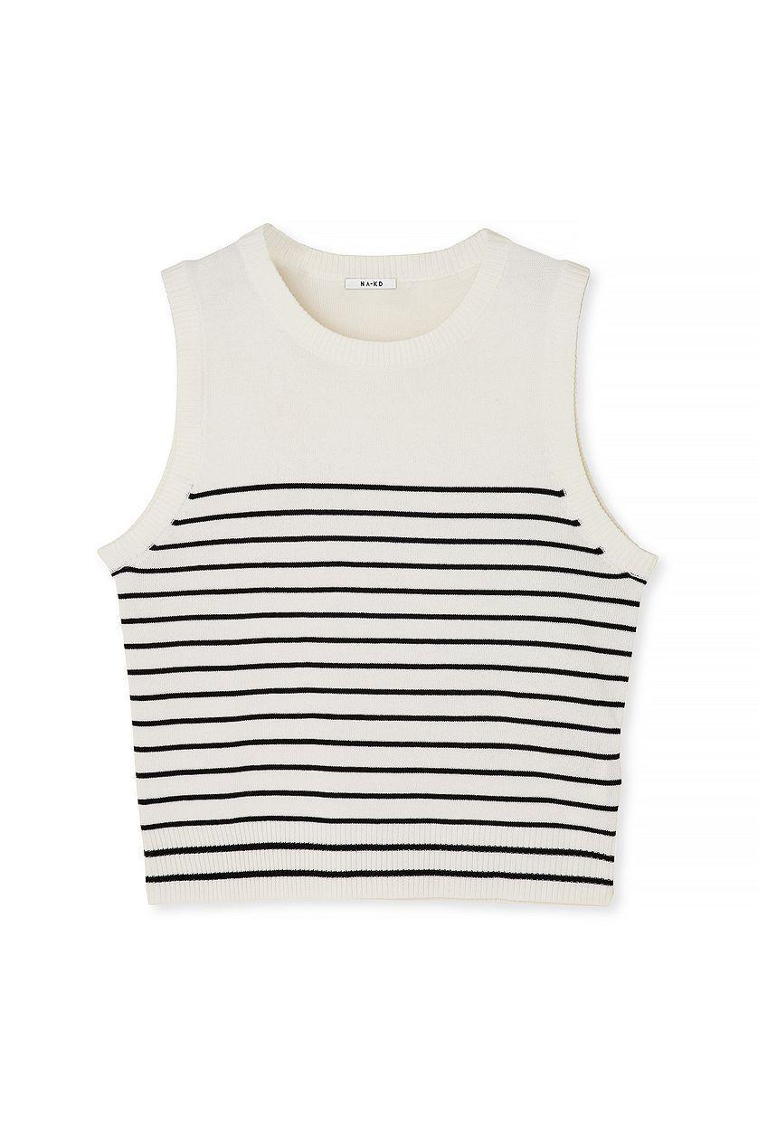 Sleeveless Knitted Striped Top Product Image