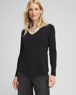 Abstract Print V-Neck Pullover Sweater Product Image