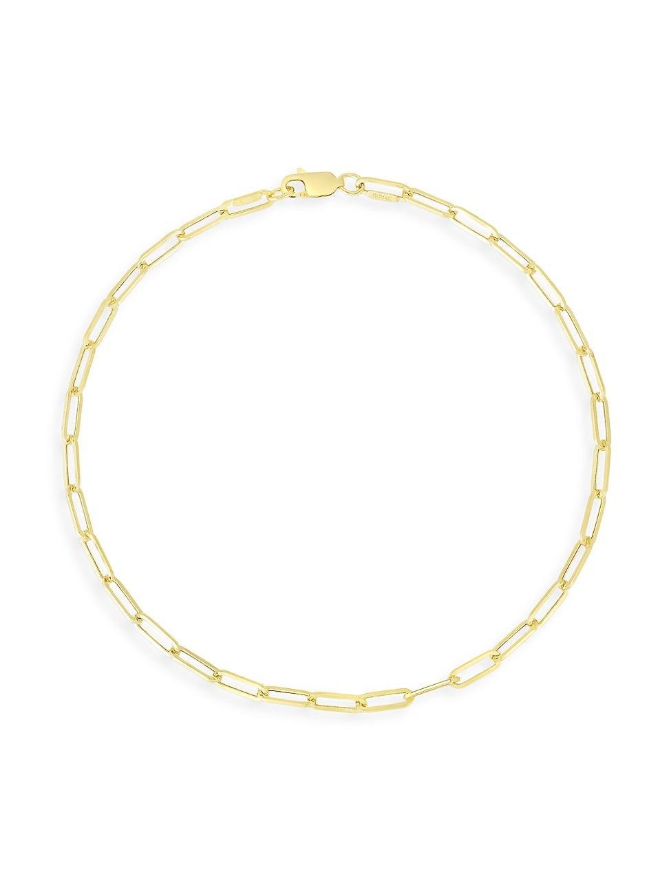 Womens 14K Yellow Gold Paper Clip Chain Anklet Product Image