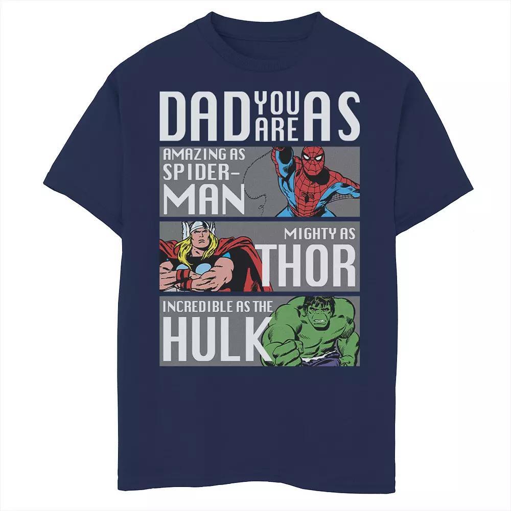 Boys 8-20 Marvel Spider-Man Thor Hulk Dad You Are As Panels Graphic Tee, Boy's, Size: XL, Blue Product Image