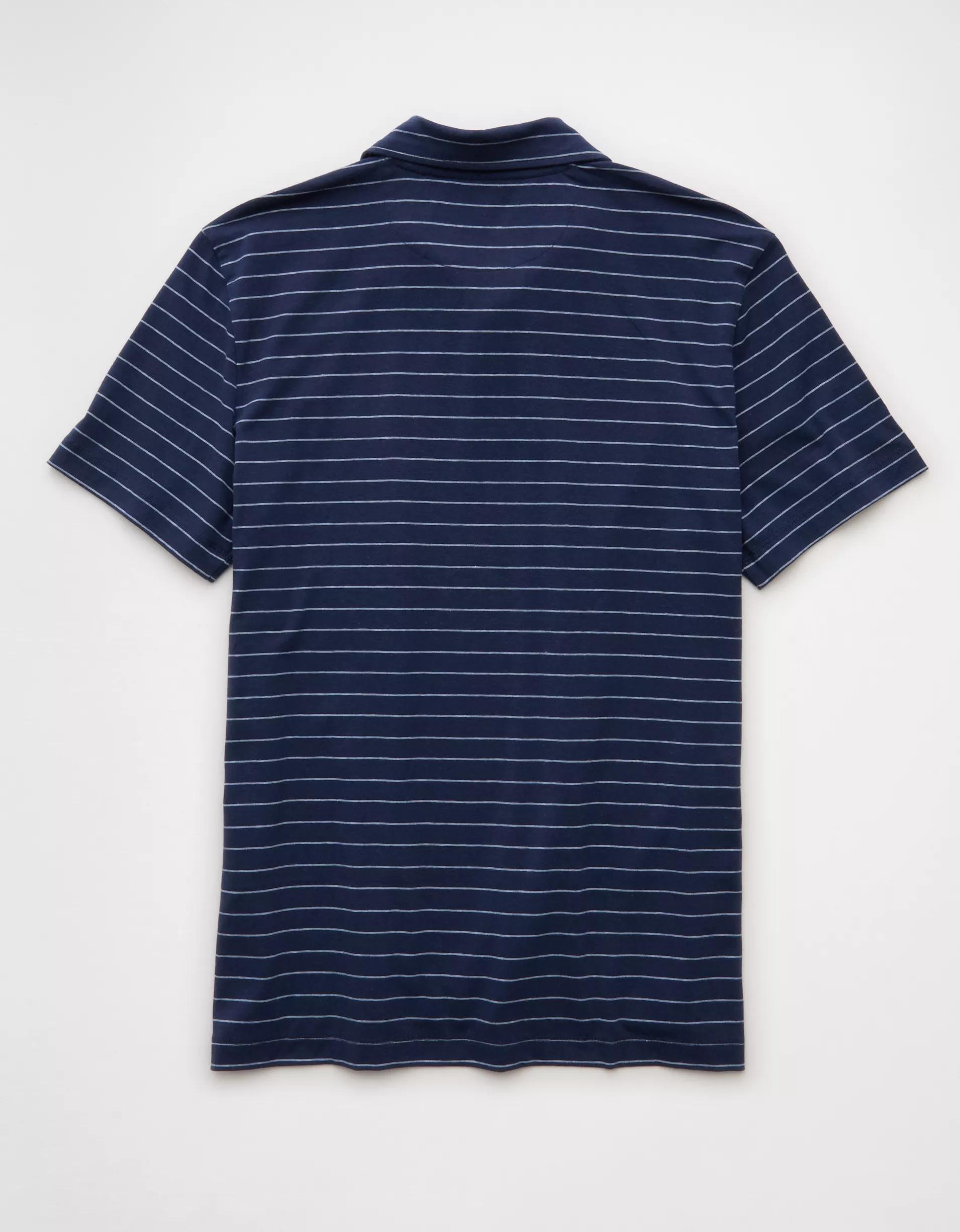 AE 24/7 Club Logo Striped Polo Shirt Product Image
