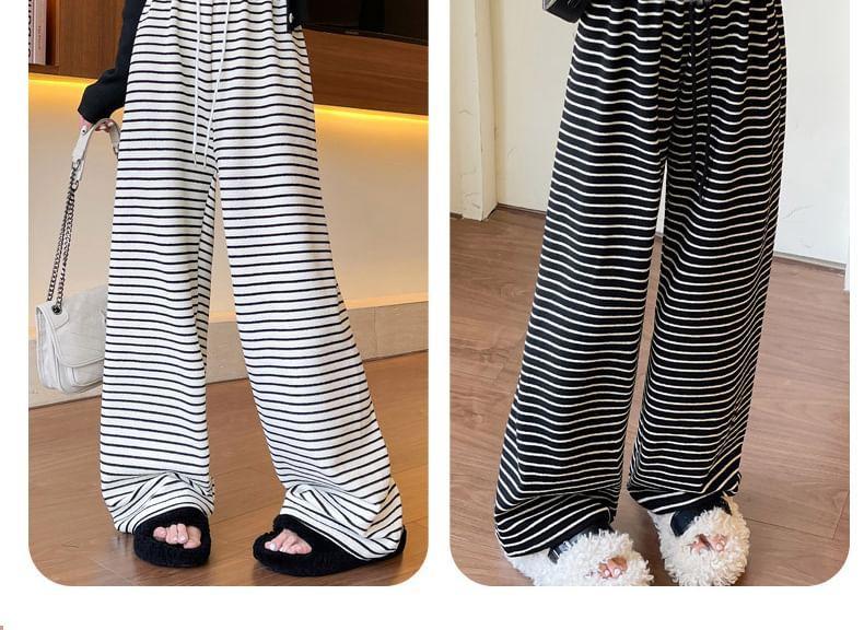 Drawstring Waist Striped Wide Leg Pants (Various Designs) Product Image