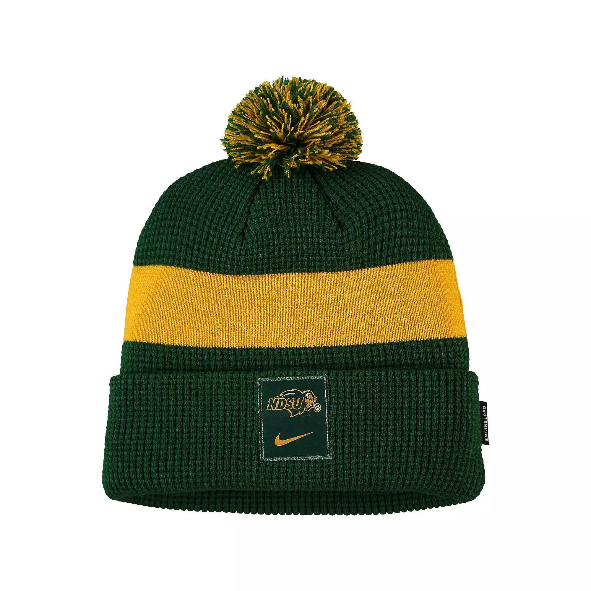 Men's Nike Green NDSU Bison Logo Sideline Cuffed Knit Hat with Pom, Nds Green Product Image