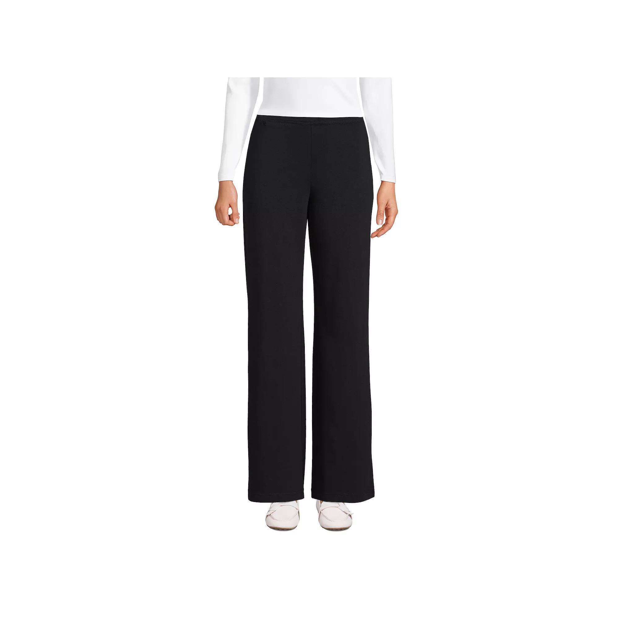 Women's Lands' End Starfish Mid Rise Wide Leg Pull On Pants, Size: Small, Grey Heather Product Image
