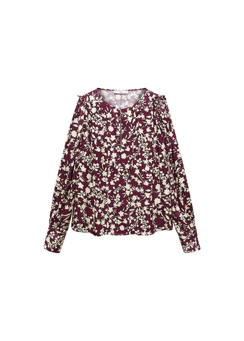 MANGO Berry Blouse (Maroon) Women's Blouse Product Image