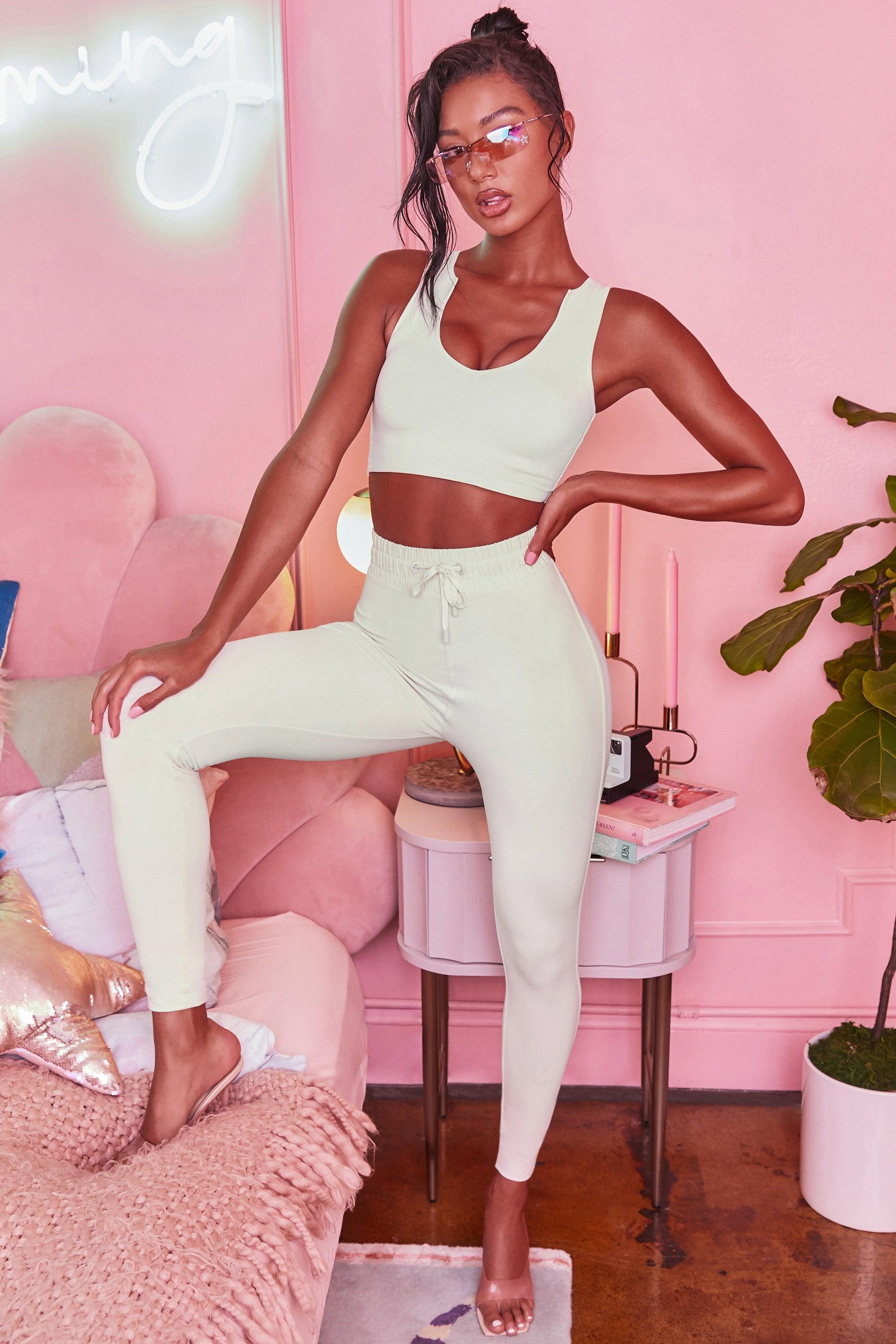 We Chillin’ Petite High Waisted Leggings in Cream Product Image