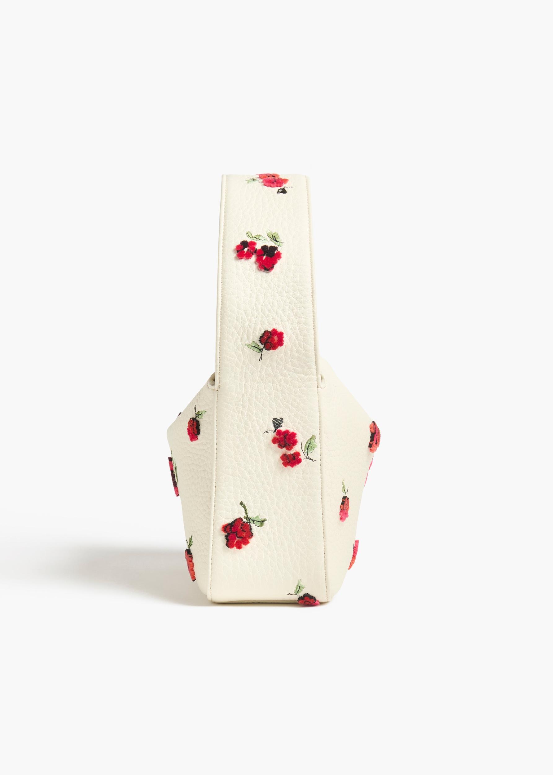 Small Elena Bag in Cream Leather with Raspberry Print Product Image