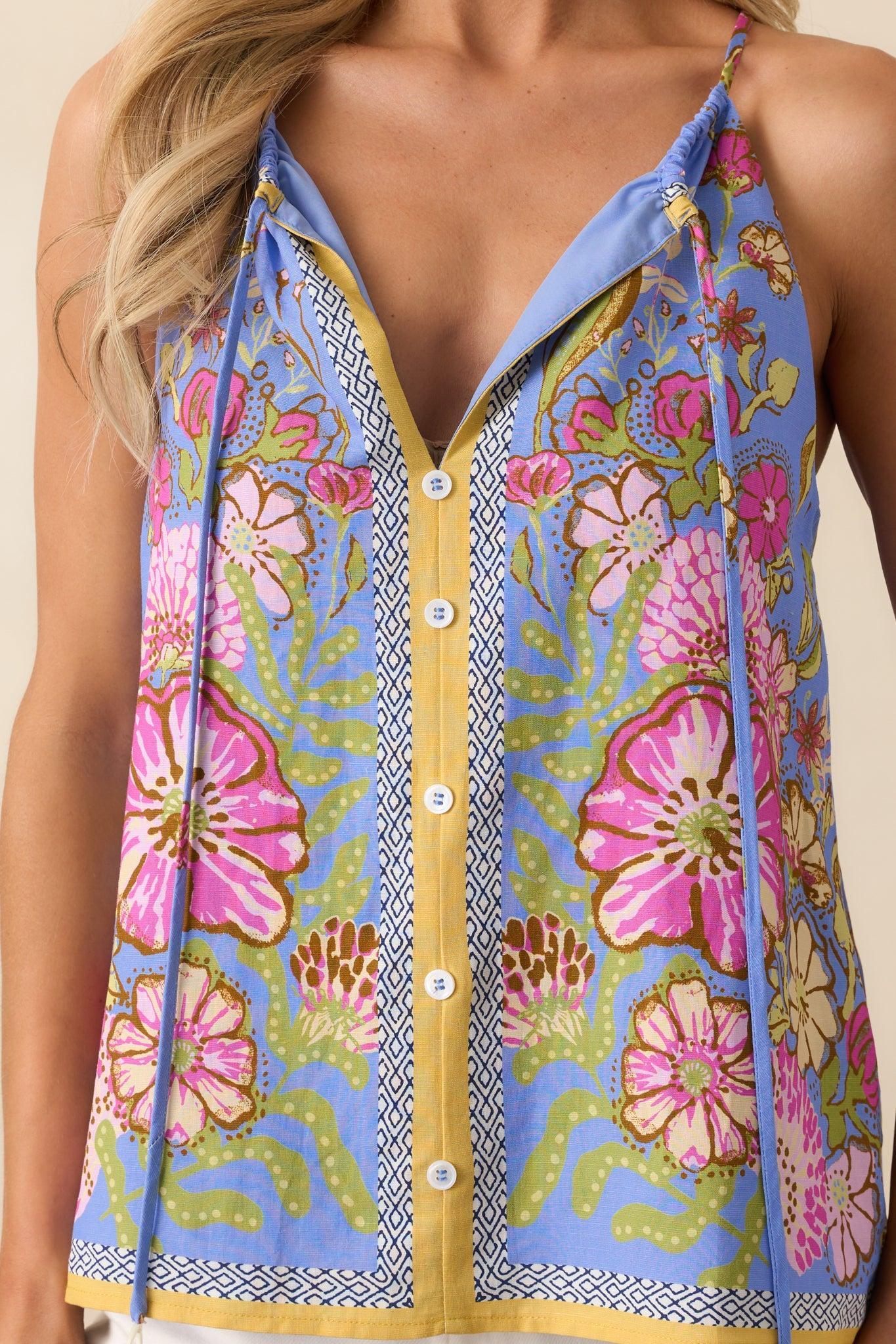 Garden Grove Periwinkle Multi Floral Tank Top Product Image