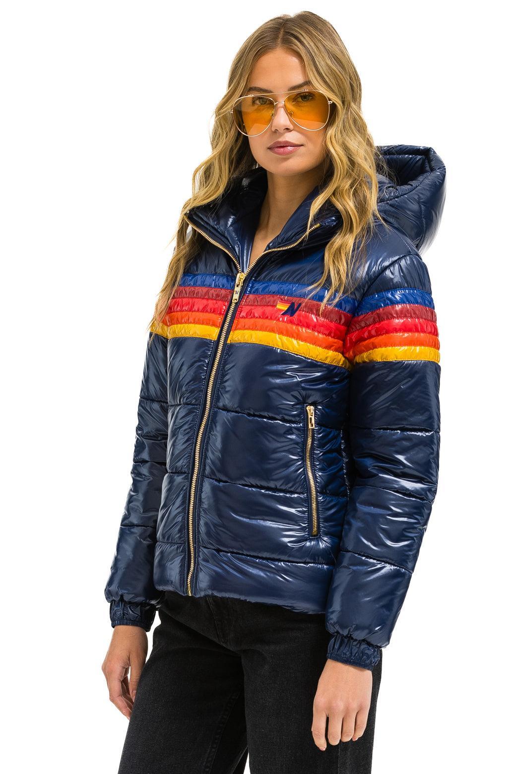 5 STRIPE LUXE TREKKER JACKET - GLOSSY NAVY Female Product Image