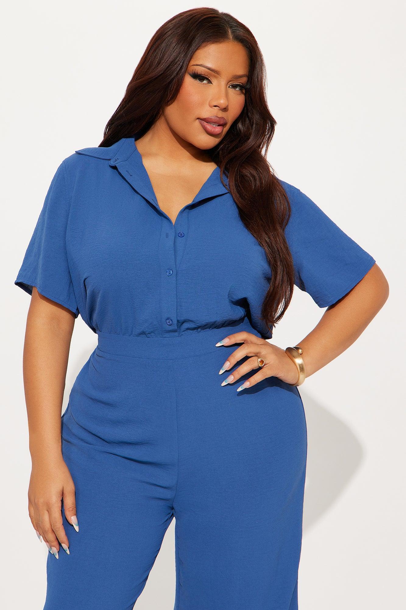 Makenzie Short Sleeve Jumpsuit - SlateBlue Product Image