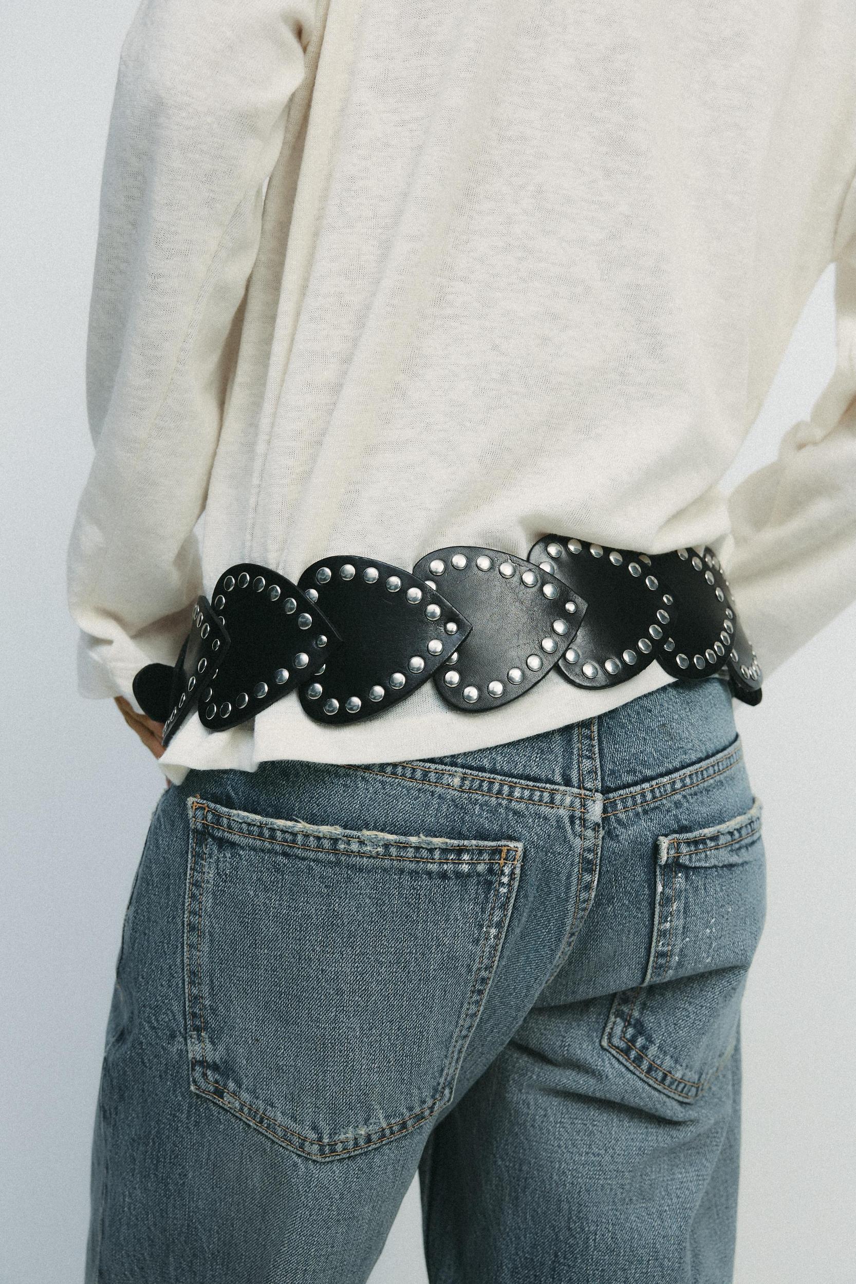 STUDDED HEART LEATHER BELT Product Image