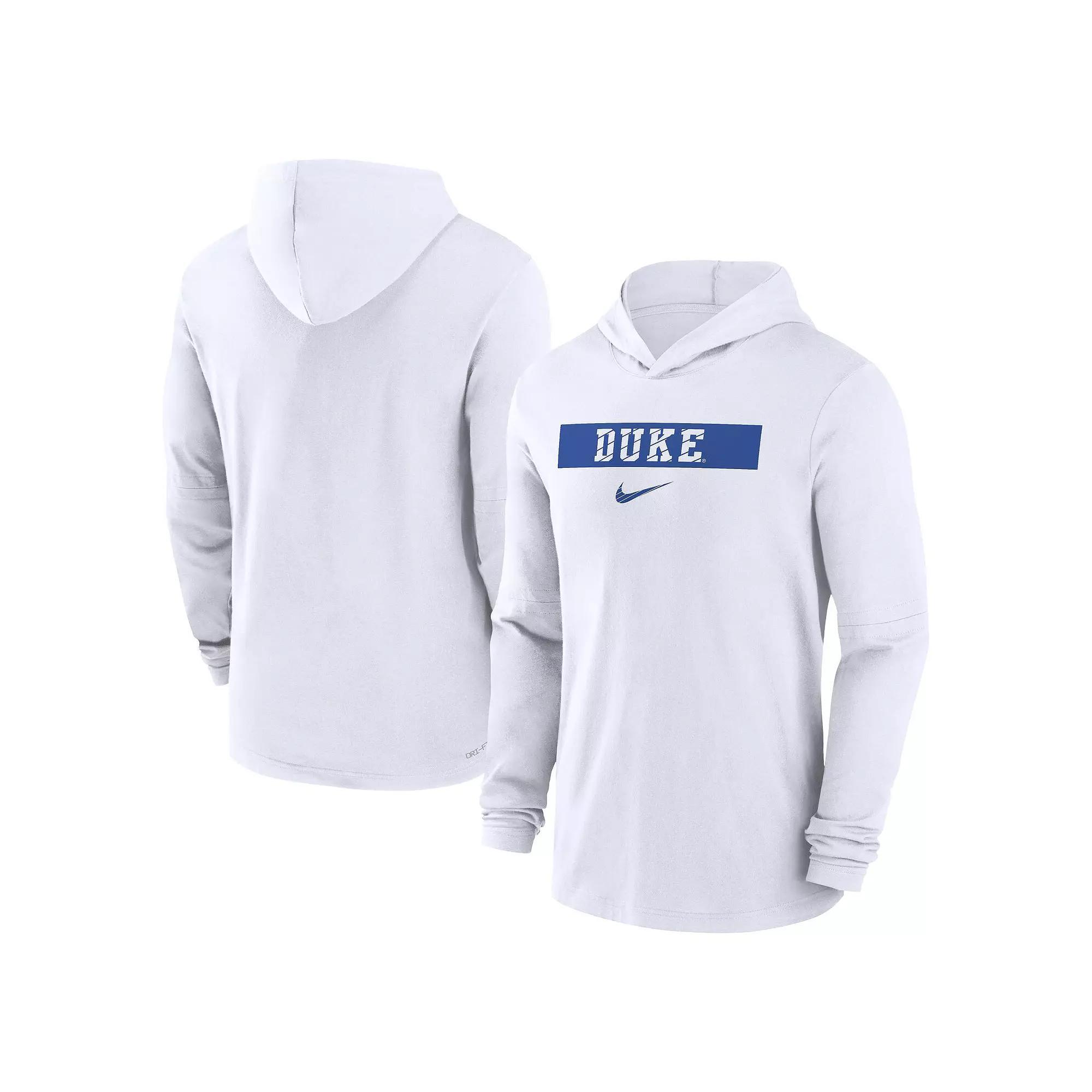 Men's Nike White Duke Blue Devils 2024 Sideline Hoodie Performance Long Sleeve T-Shirt, Size: 2XL Product Image
