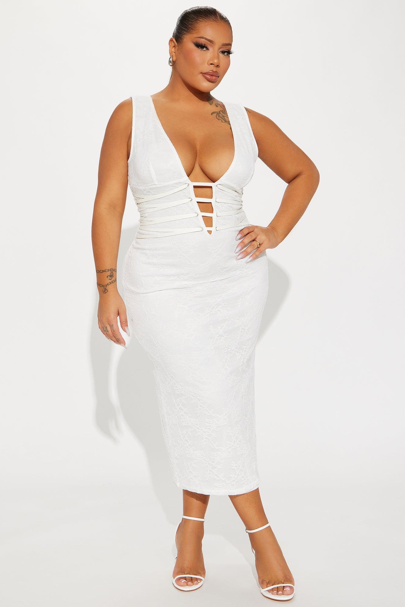 Modern Muse Lace Midi Dress - White Product Image