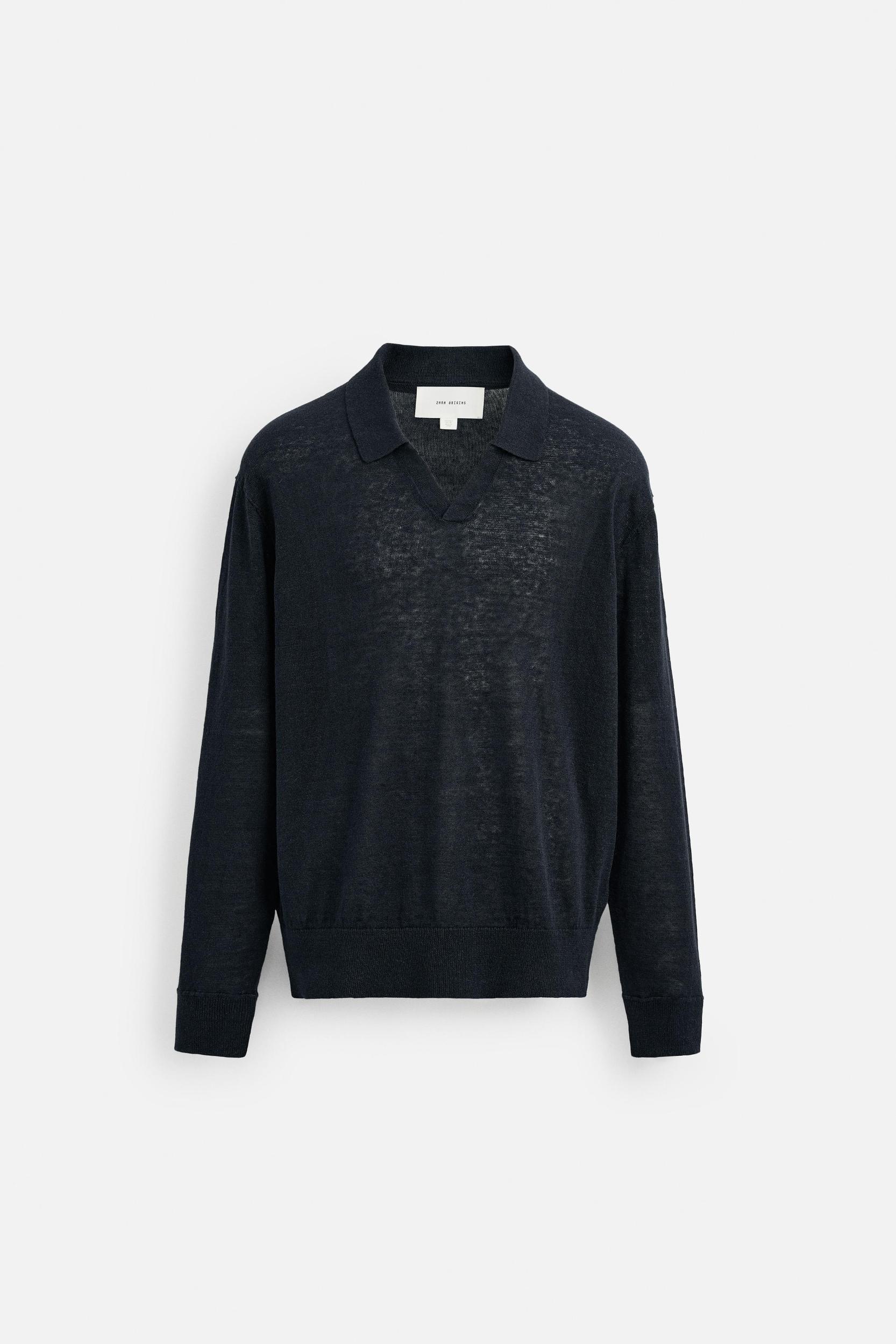 100% LINEN KNIT POLO SHIRT Product Image