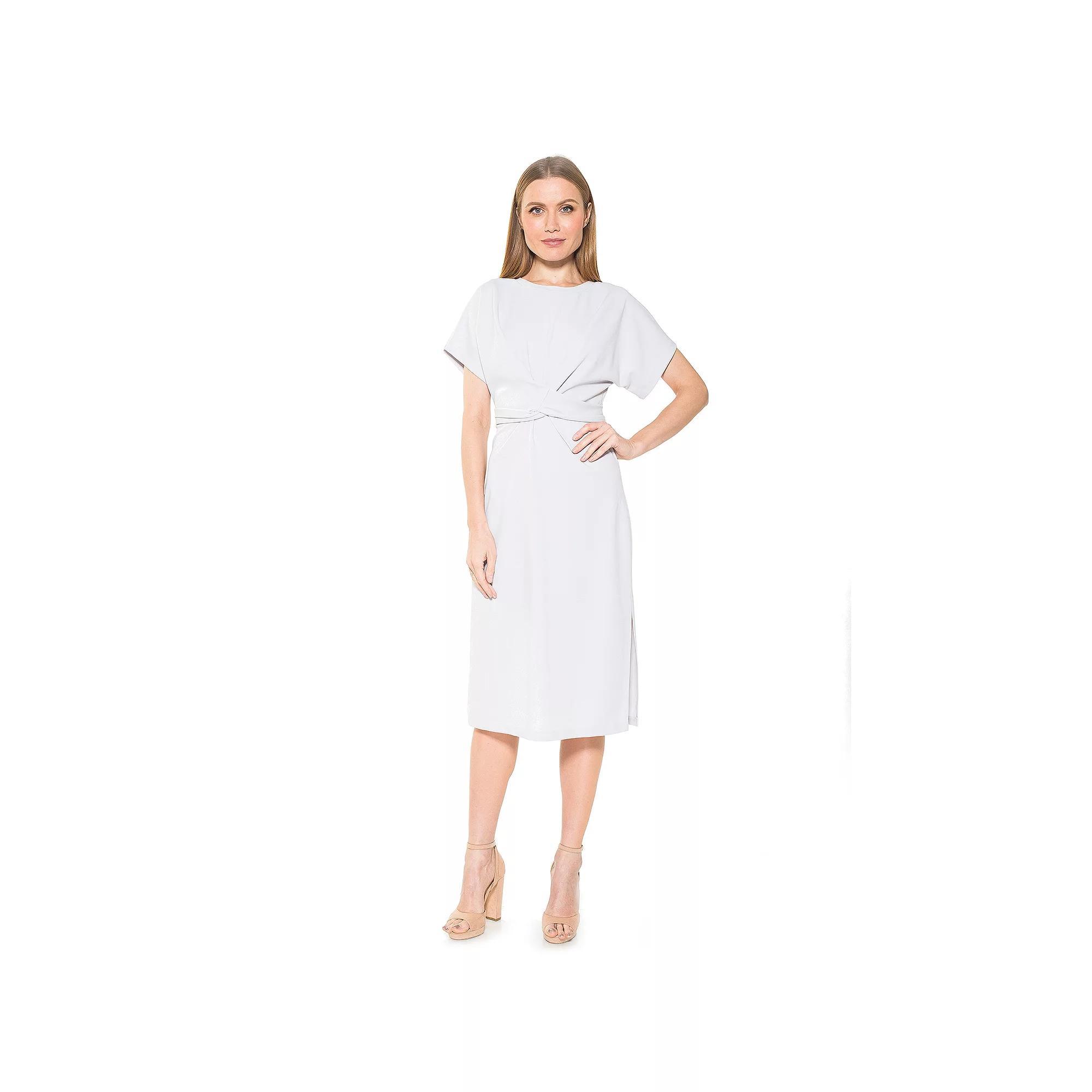 Women's ALEXIA ADMOR Knot-Waist Midi Shift Dress, Size: XS, Green Product Image