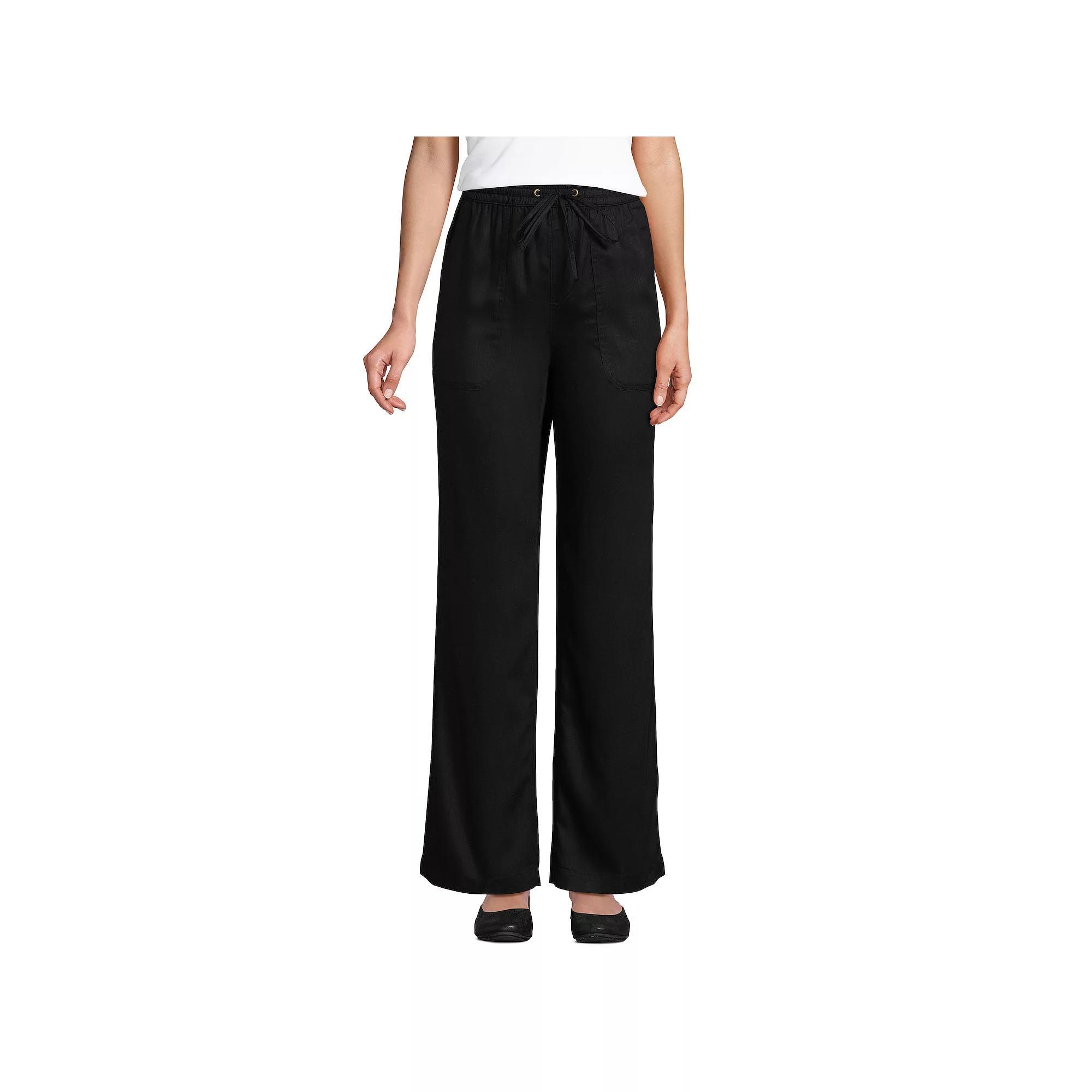 Women's Lands' End Tencel High-Rise Wide Leg Pants, Size: 12, Black Product Image