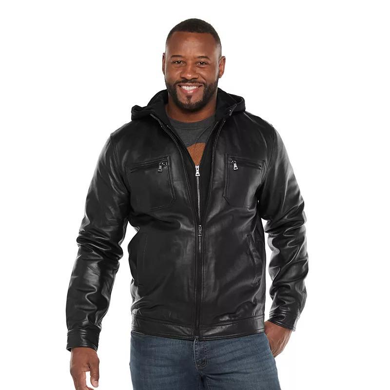Big & Tall Vintage Leather Leather Racer Jacket, Men's, Size: 3XL Tall, Black Product Image