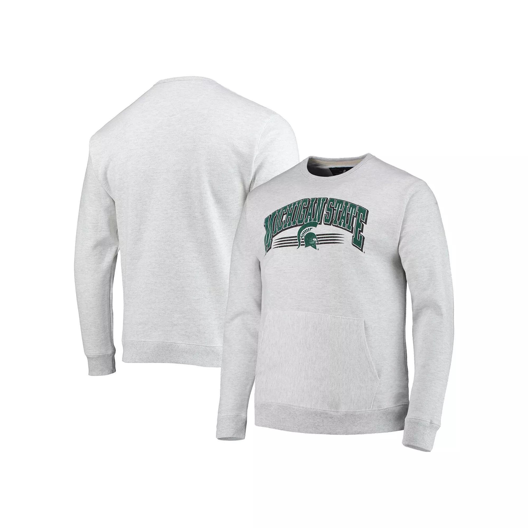 Mens League Collegiate Wear Heathered Gray Michigan State Spartans Upperclassman Pocket Pullover Sweatshirt Product Image