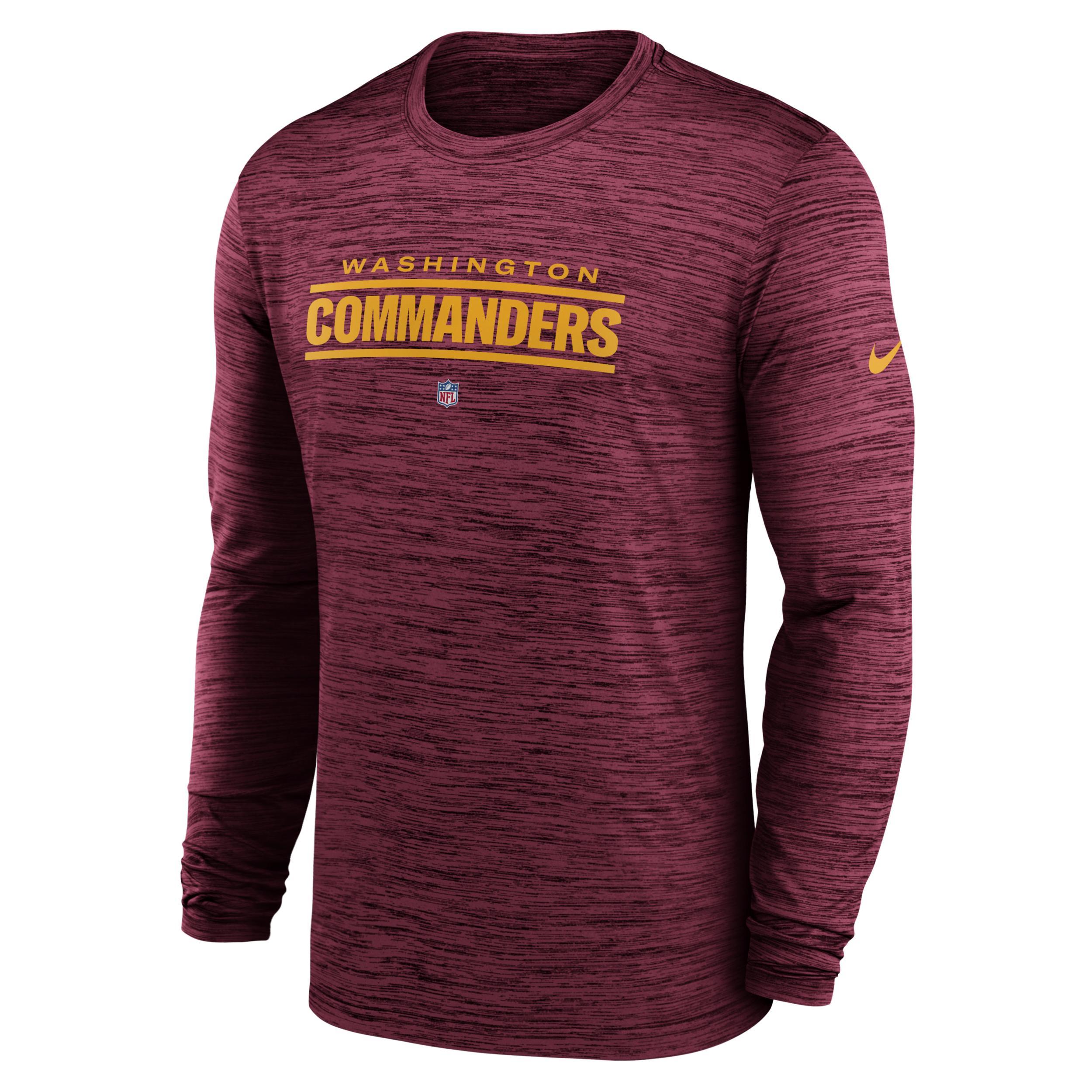 Mens Nike Burgundy Washington Commanders Sideline Team Velocity Performance Long Sleeve T-shirt Product Image