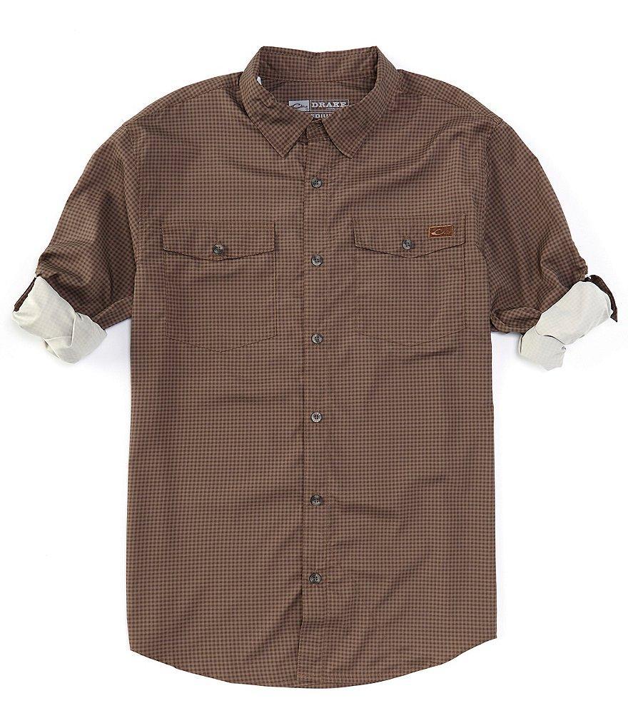 Drake Clothing Co. Performance Stretch Frat Gingham Hidden Button-Down Collar Long Sleeve Woven Shirt Product Image