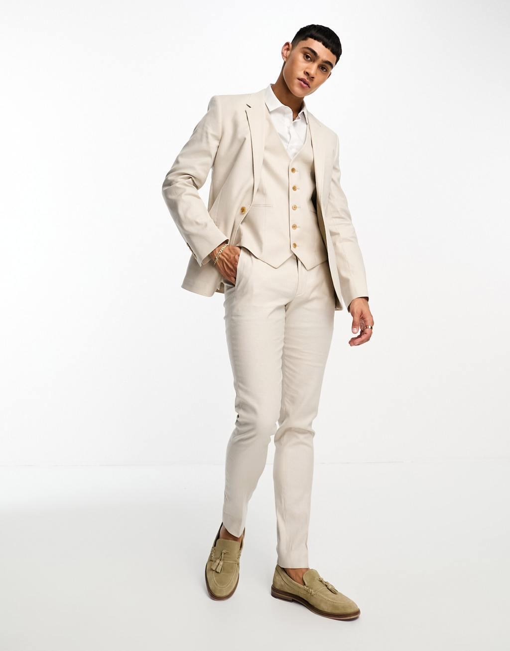 ASOS DESIGN skinny linen mix suit jacket Product Image
