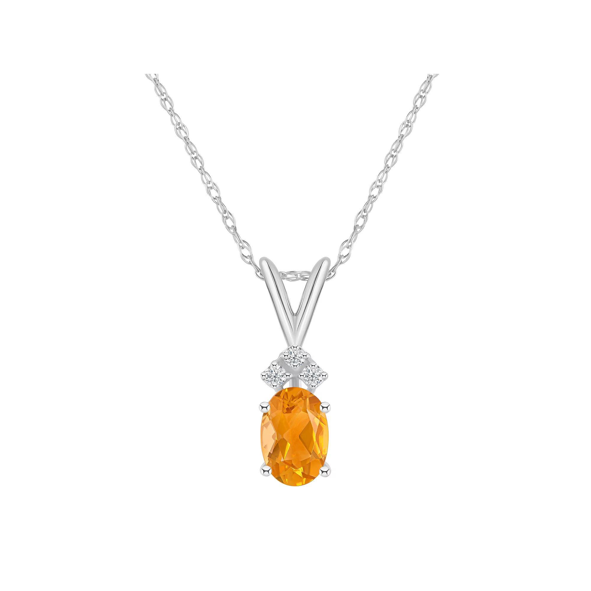 Celebration Gems 14k Gold Gemstone & Diamond Accent Pendant Necklace, Women's, Size: 18", White Product Image