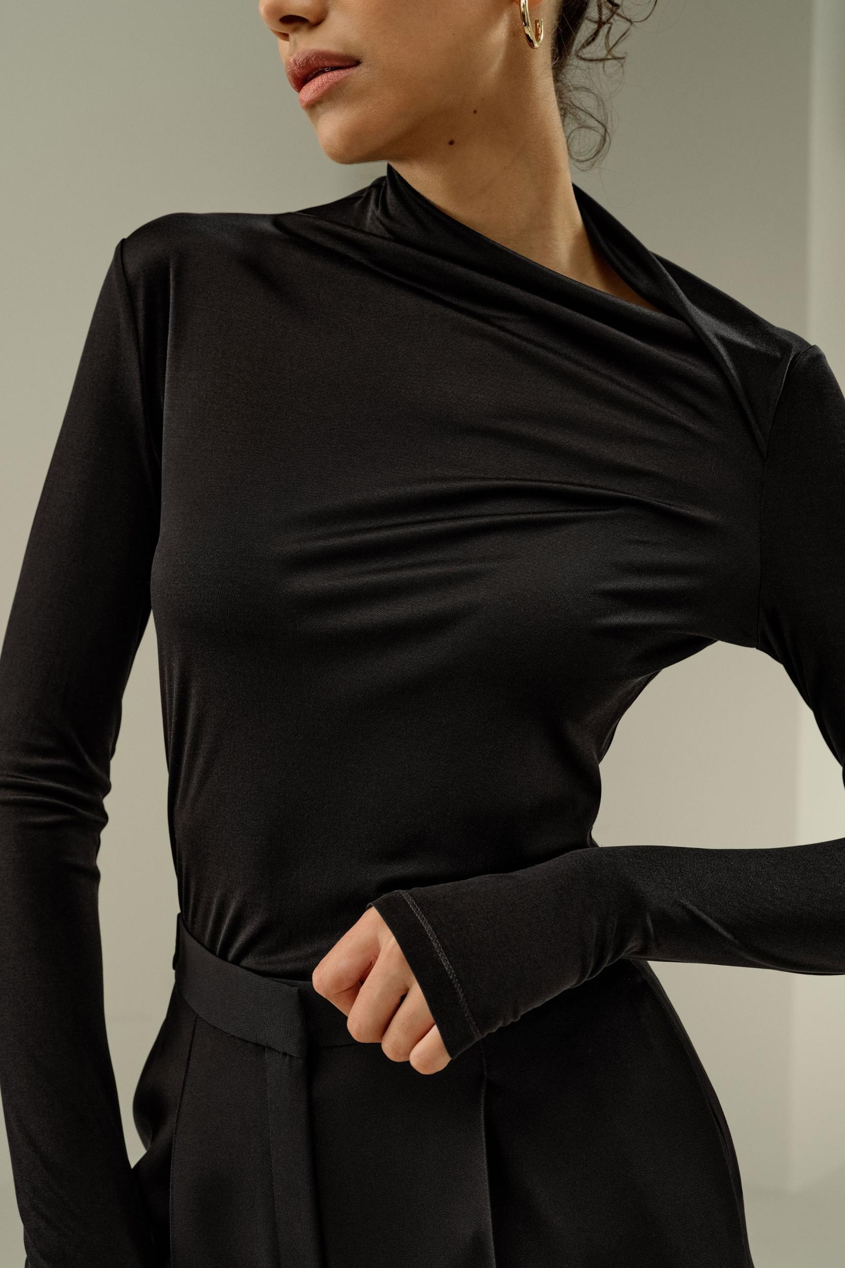 Slim Fitted Silk Jersey Long Sleeve Top Product Image