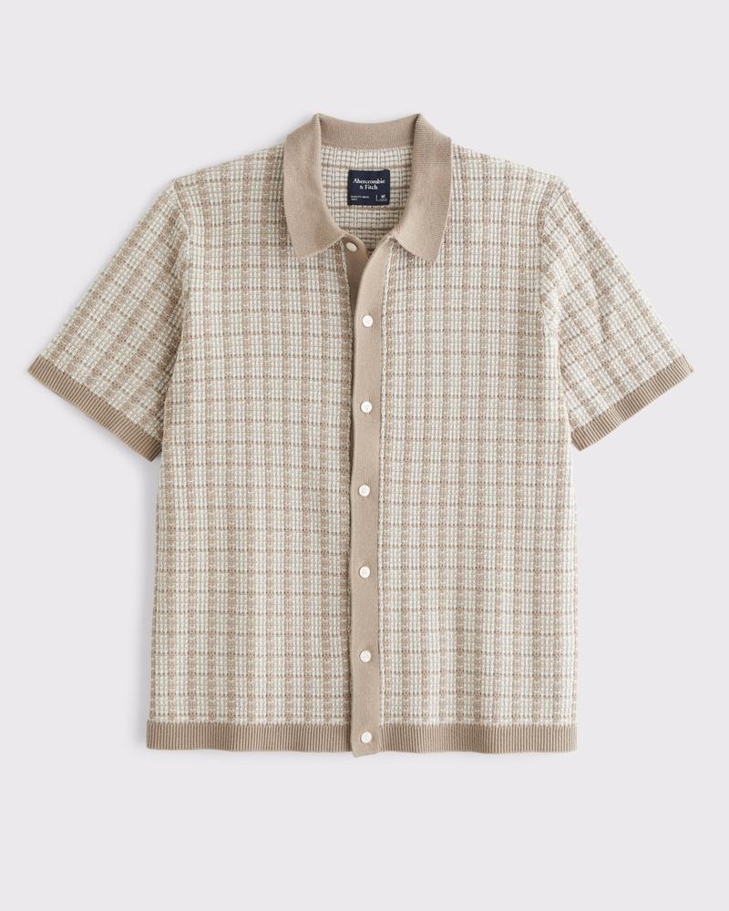 Contrasted Stitch Button-Through Sweater Polo Product Image