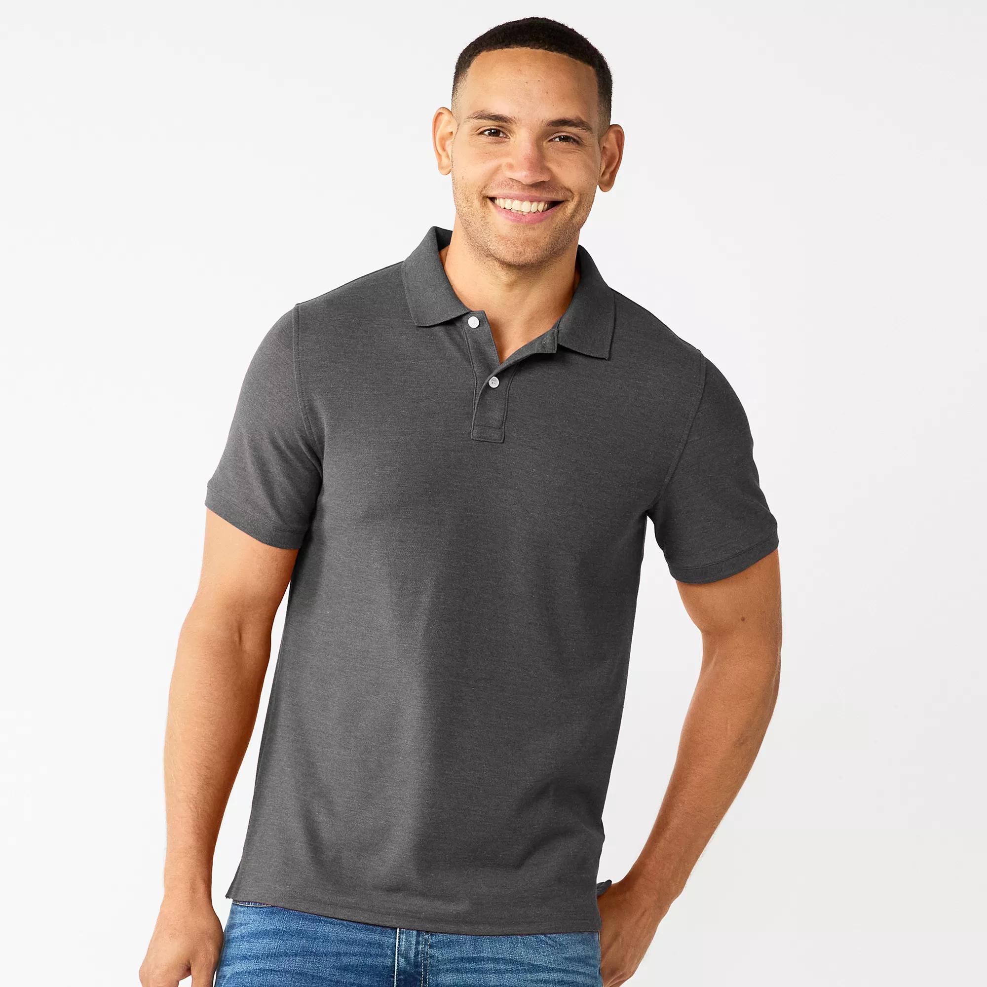 Men's Sonoma Goods For Life® Short Sleeve Pique Polo, Size: XXL, Black Copy Product Image