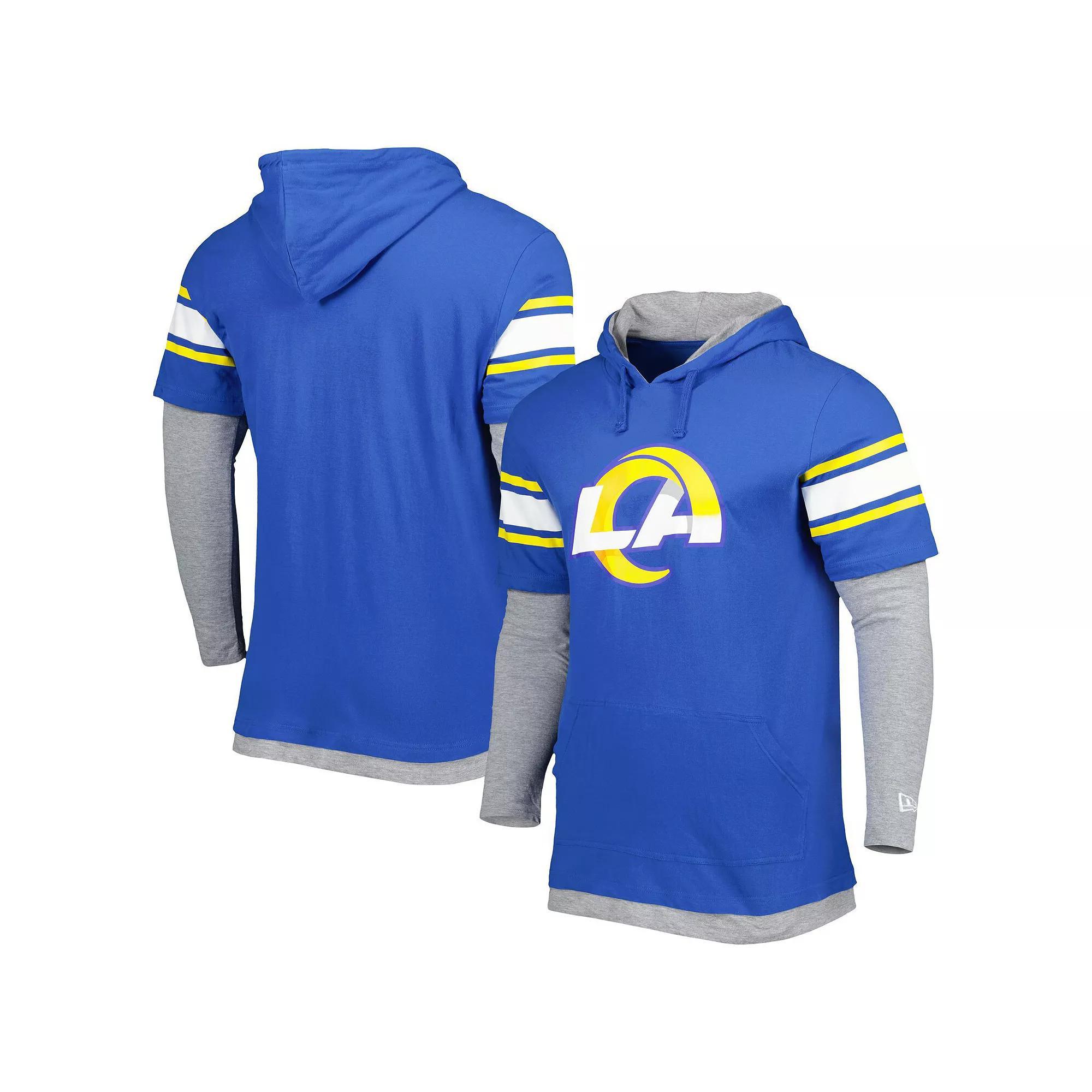 Men's New Era Royal Los Angeles Rams Long Sleeve Hoodie T-Shirt, Size: Large, Blue Product Image