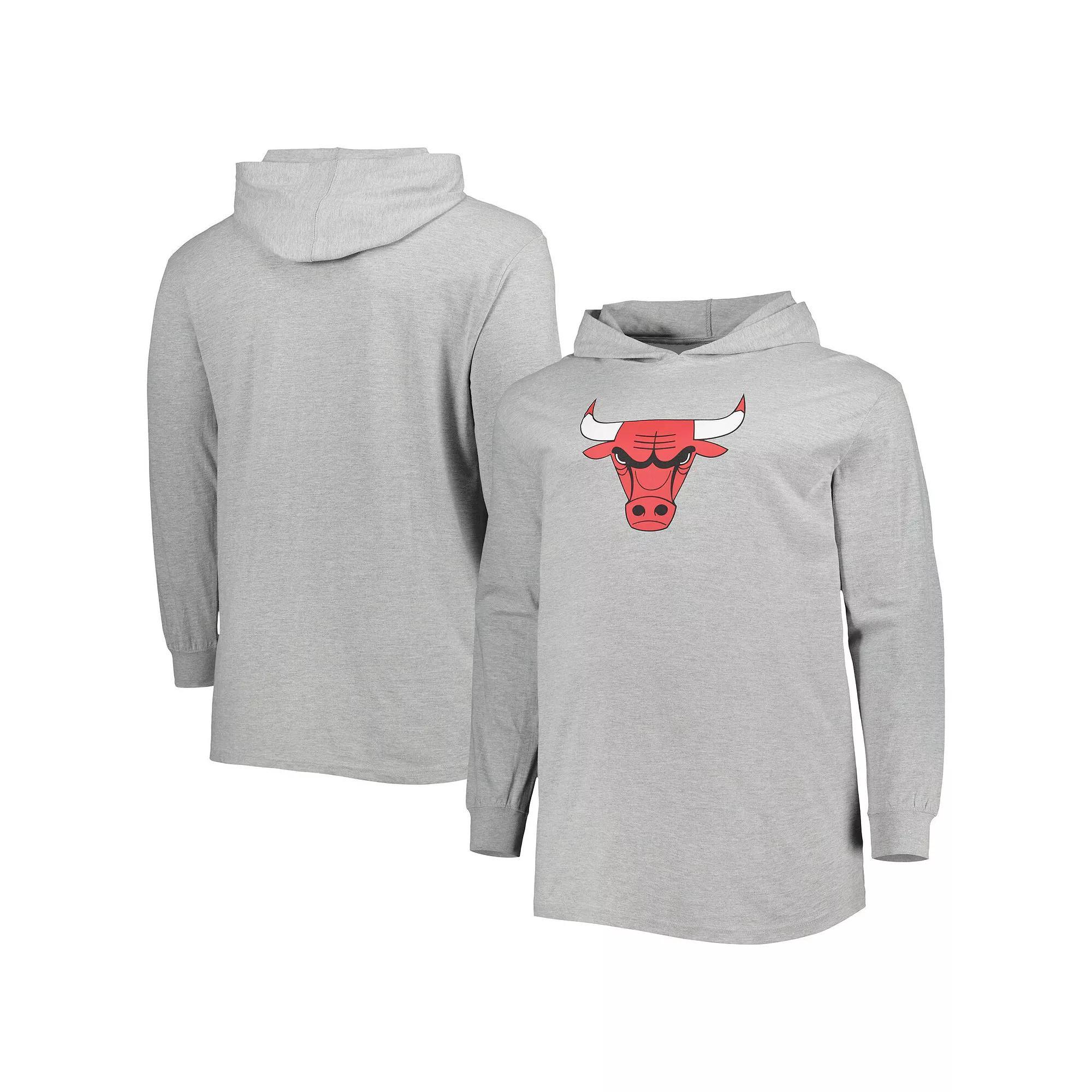 Men's Fanatics Branded Heather Gray Chicago Bulls Big & Tall Pullover Hoodie, Size: 2XLT, Grey Product Image