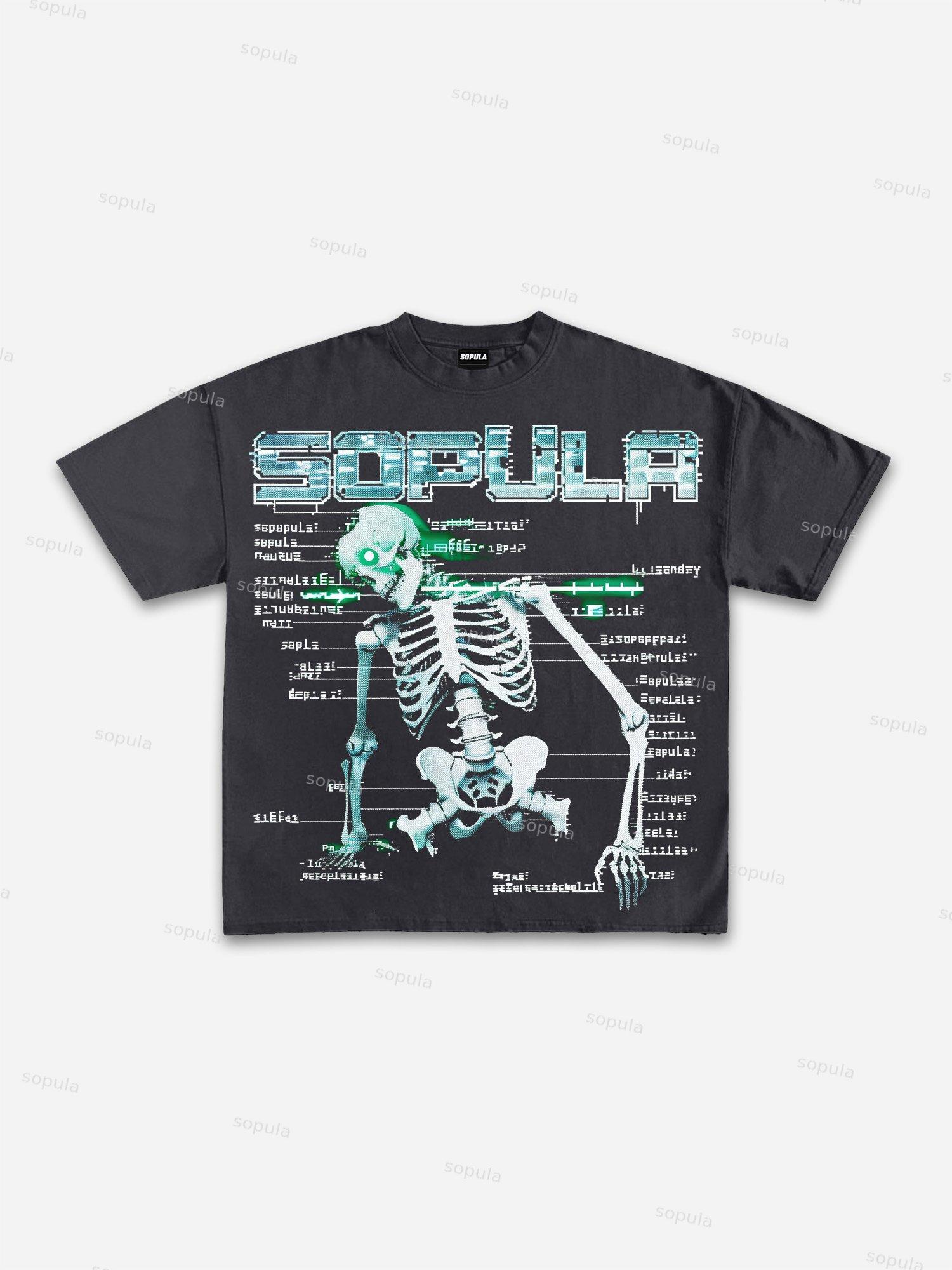 Cyber Skeleton Cotton T-shirt Product Image